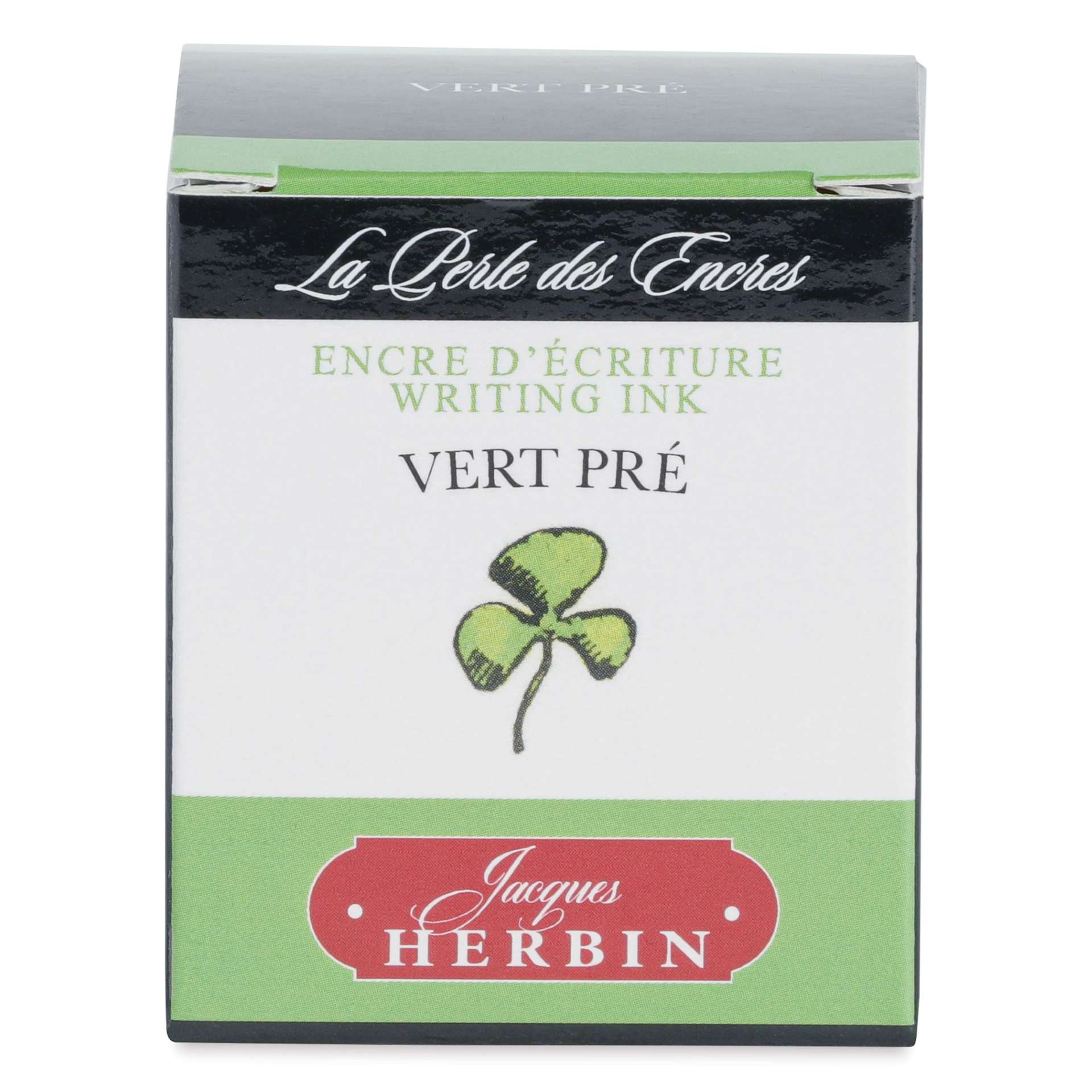 Herbin La Perle des Encres The Jewel of Inks Fountain Pen Ink - Vert Pré (Meadow Green), 30 ml, front of packaging