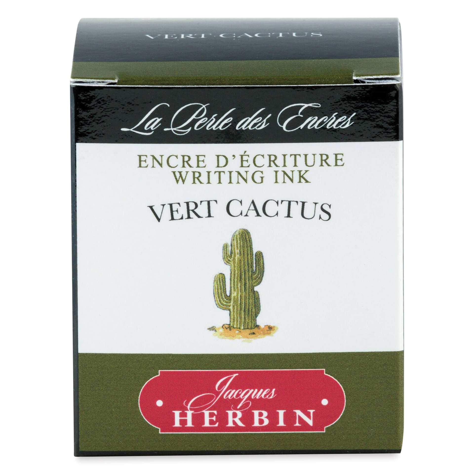 Herbin La Perle des Encres The Jewel of Inks Fountain Pen Ink - Vert Cactus (Cactus Green), 30 ml, front of packaging