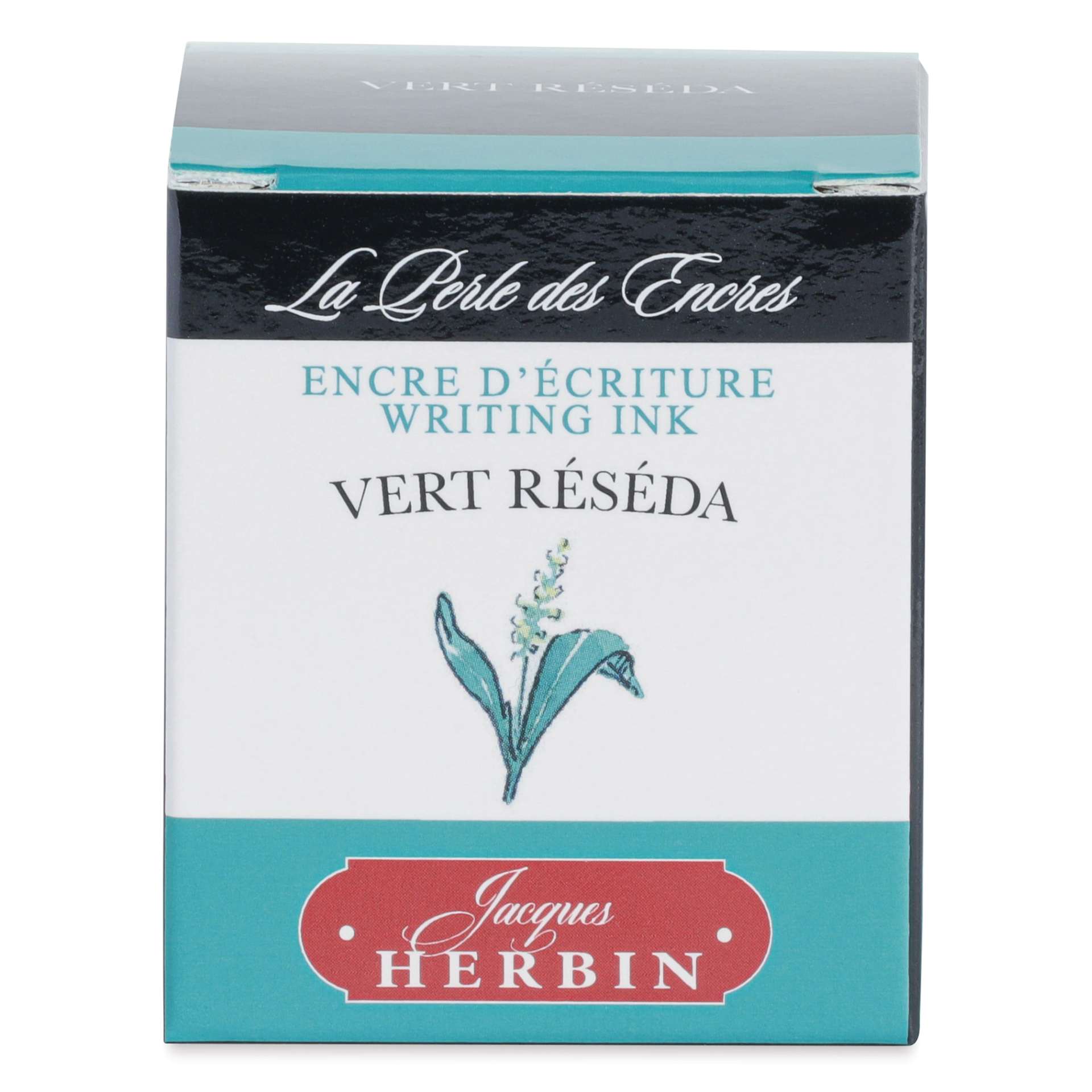 Herbin La Perle des Encres The Jewel of Inks Fountain Pen Ink - Vert Réséda (Reseda Green), 30 ml, front of packaging