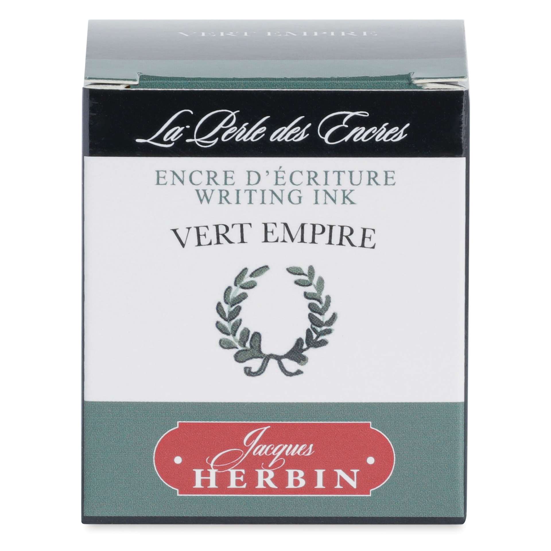Herbin La Perle des Encres The Jewel of Inks Fountain Pen Ink - Vert Empire (Empire Green), 30 ml, front of packaging