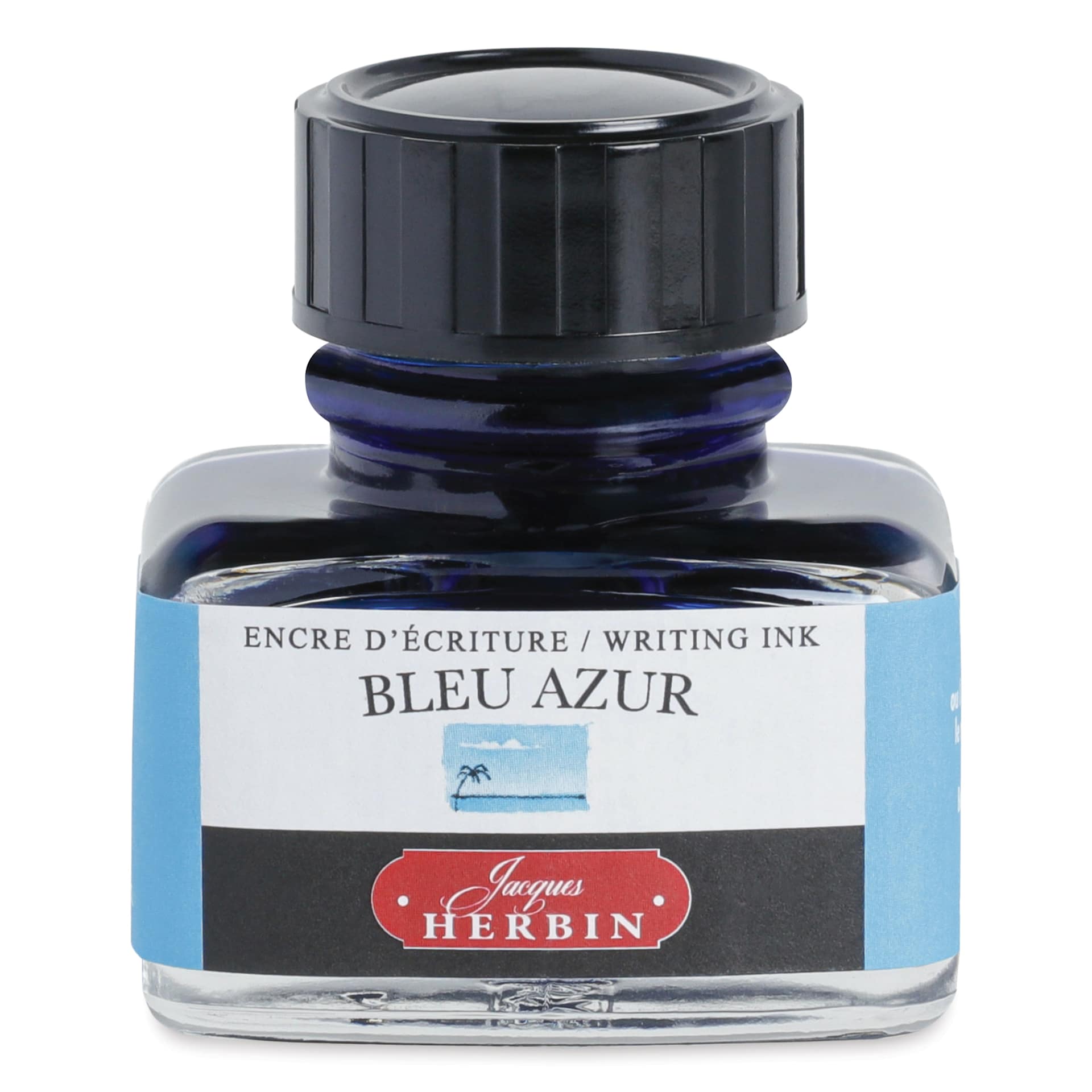 Herbin La Perle des Encres The Jewel of Inks Fountain Pen Ink - Bleu Azur (Azure Blue), 30 ml