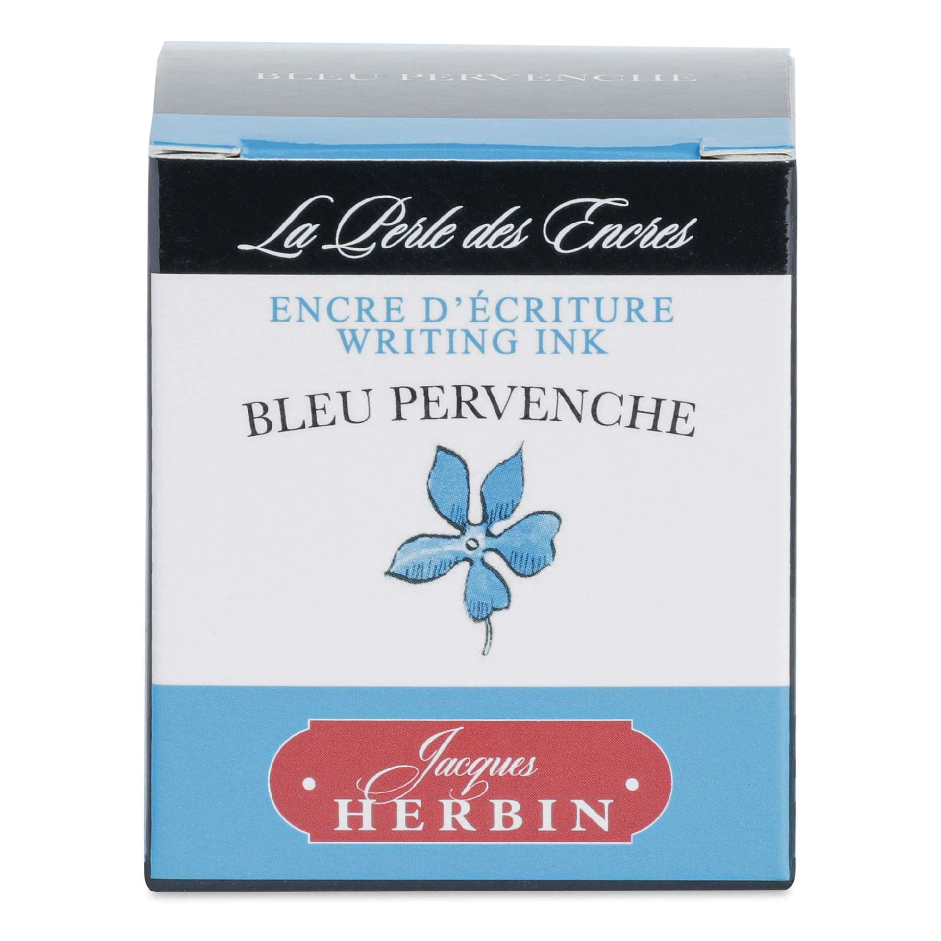 Herbin La Perle des Encres The Jewel of Inks Fountain Pen Ink - Bleu Pervenche (Periwinkle Blue), 30 ml, front of packaging