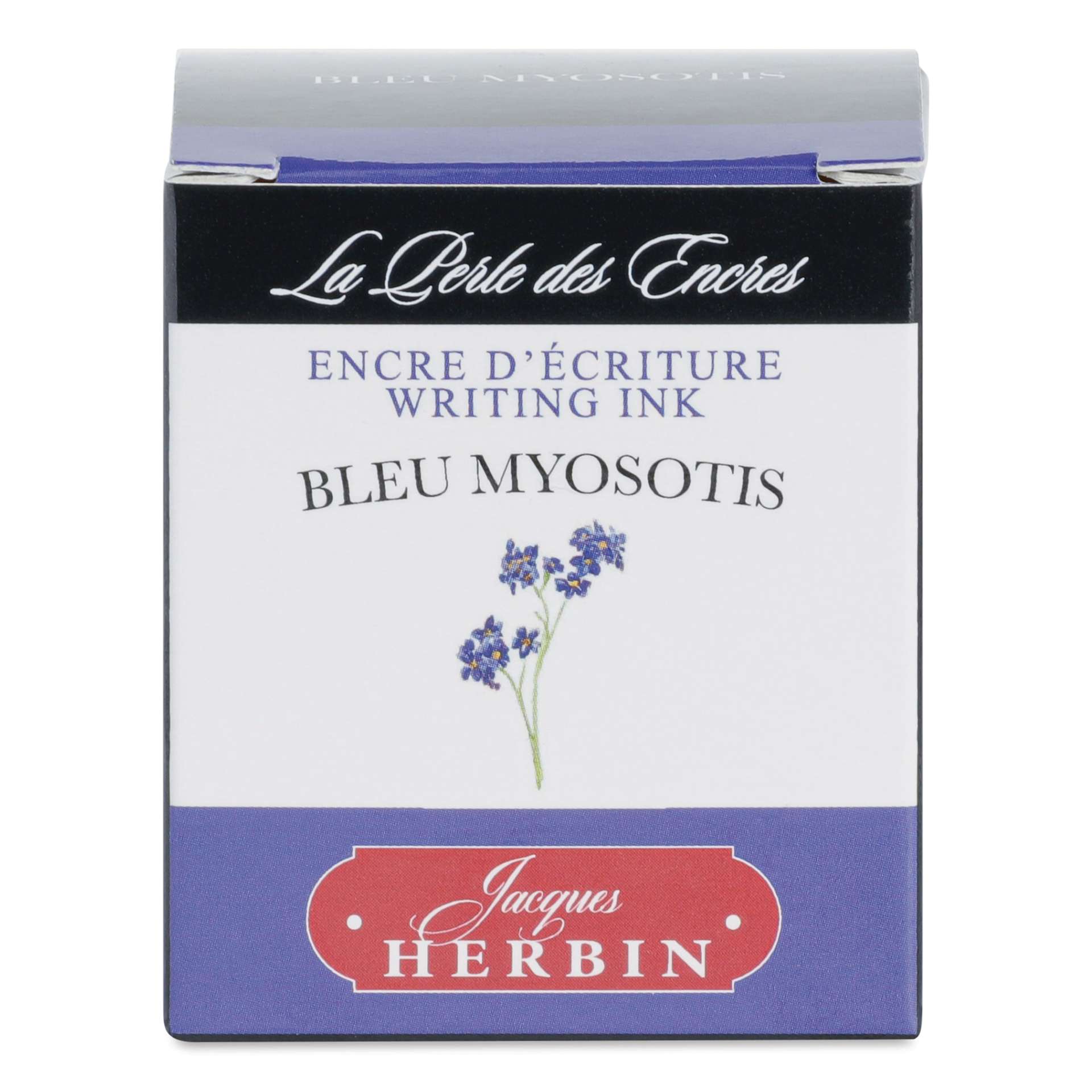 Herbin La Perle des Encres The Jewel of Inks Fountain Pen Ink - Bleu Myosotis (Forget-Me-Not Blue), 30 ml, front of packaging