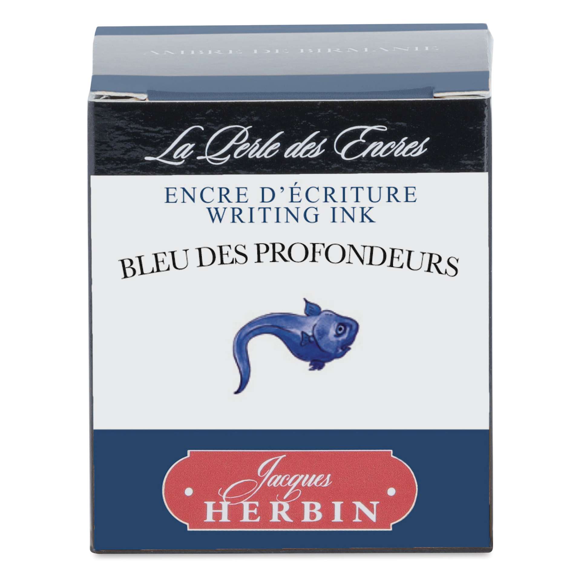 Herbin La Perle des Encres The Jewel of Inks Fountain Pen Ink - Bleu des Profondeurs (Deep Blue), 30 ml, front of packaging