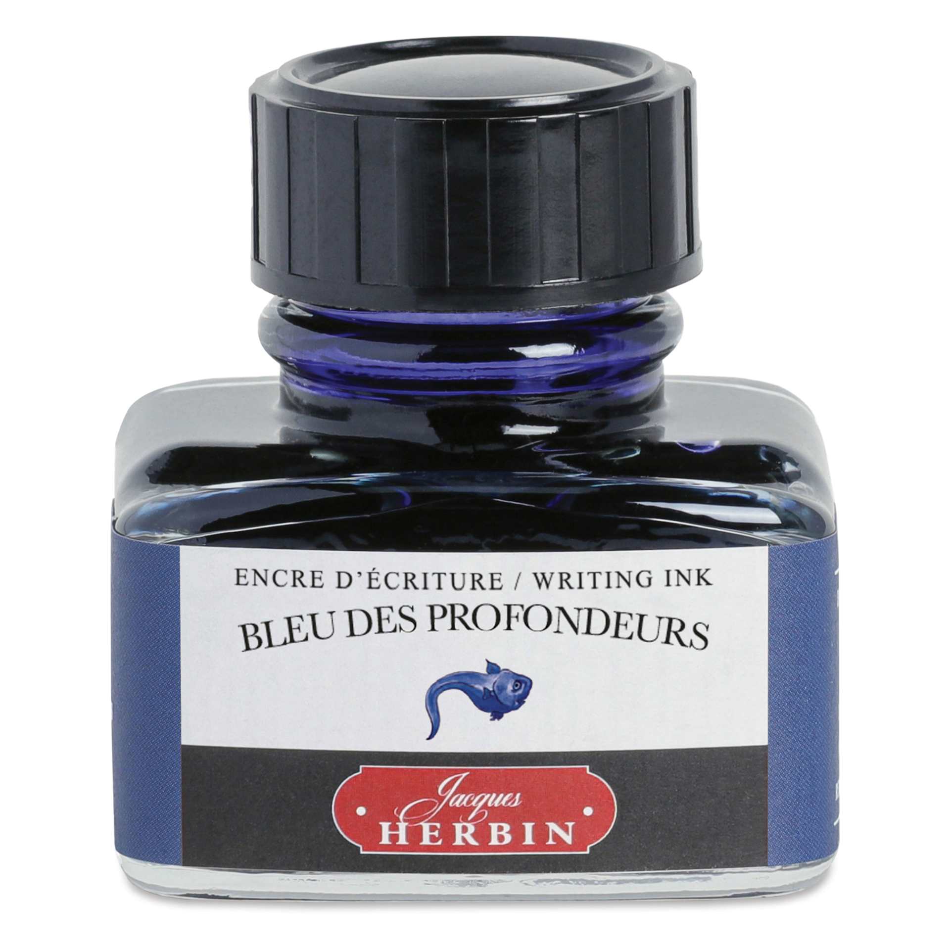 Herbin La Perle des Encres The Jewel of Inks Fountain Pen Ink - Bleu des Profondeurs (Deep Blue), 30 ml