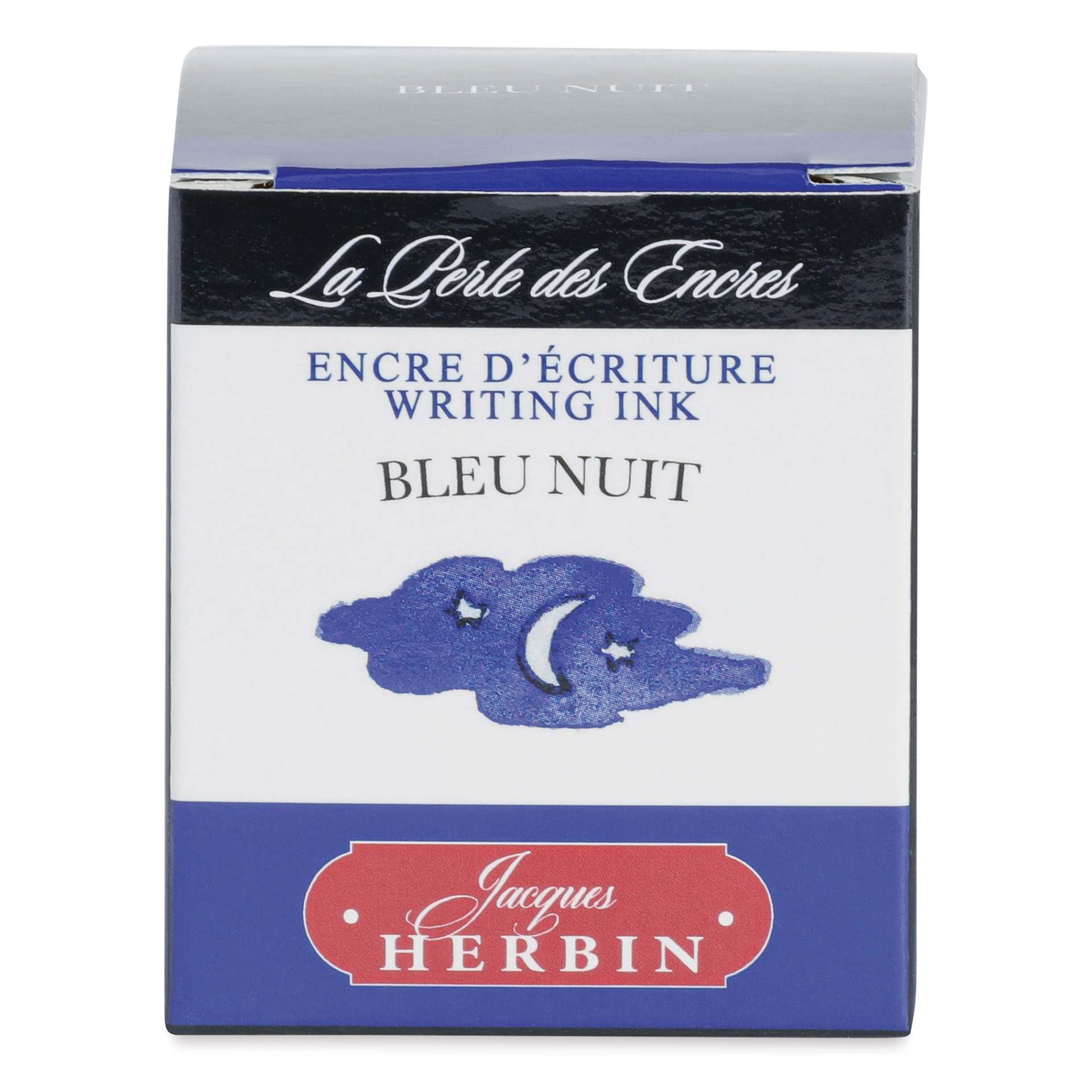 Herbin La Perle des Encres The Jewel of Inks Fountain Pen Ink - Bleu Nuit (Midnight Blue), 30 ml, front of packaging