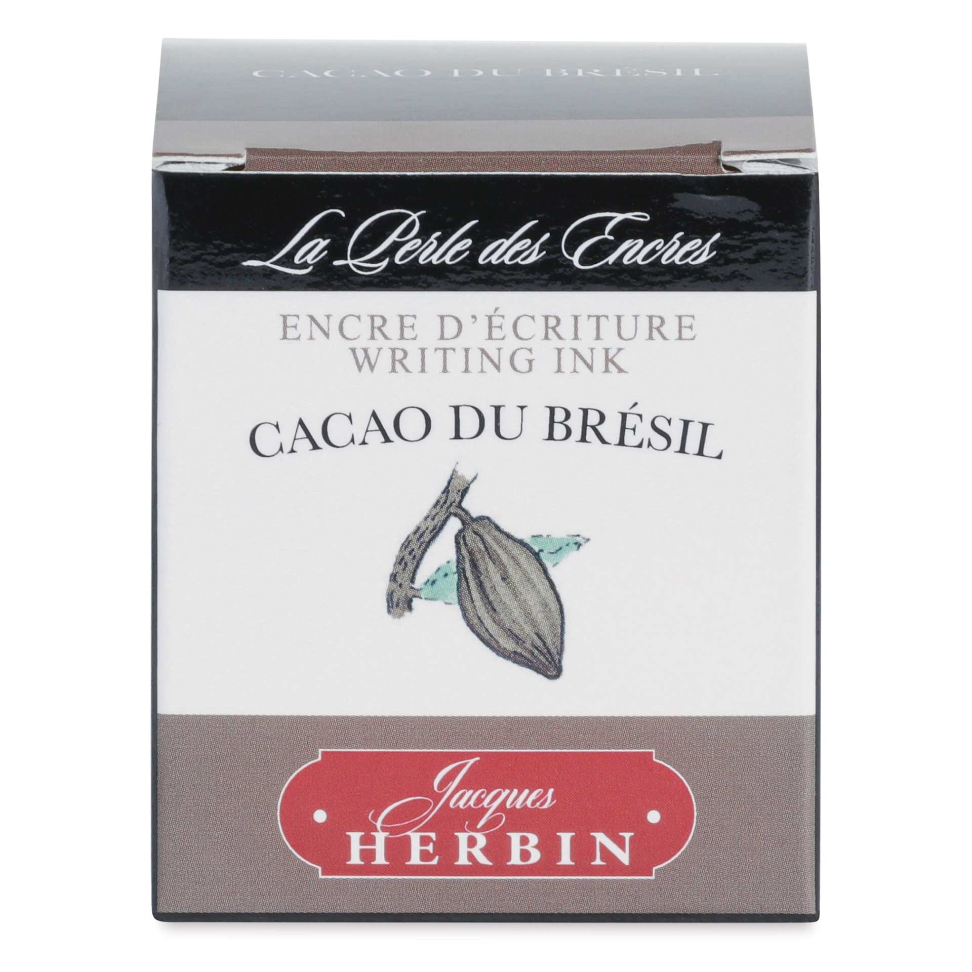 Herbin La Perle des Encres The Jewel of Inks Fountain Pen Ink - Cacao du Brésil (Brazilian Cacao), 30 ml, front of packaging