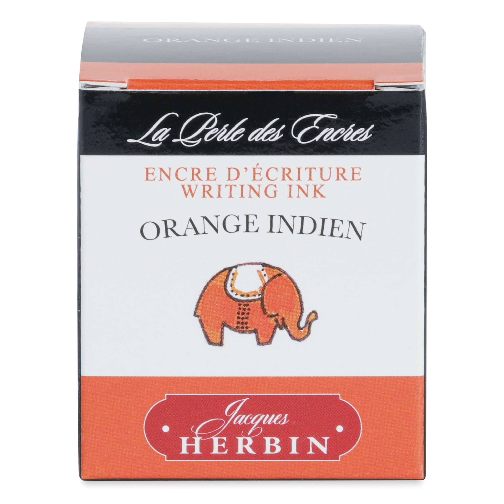 Herbin La Perle des Encres The Jewel of Inks Fountain Pen Ink - Orange Indien (Indian Orange), 30 ml, front of packaging