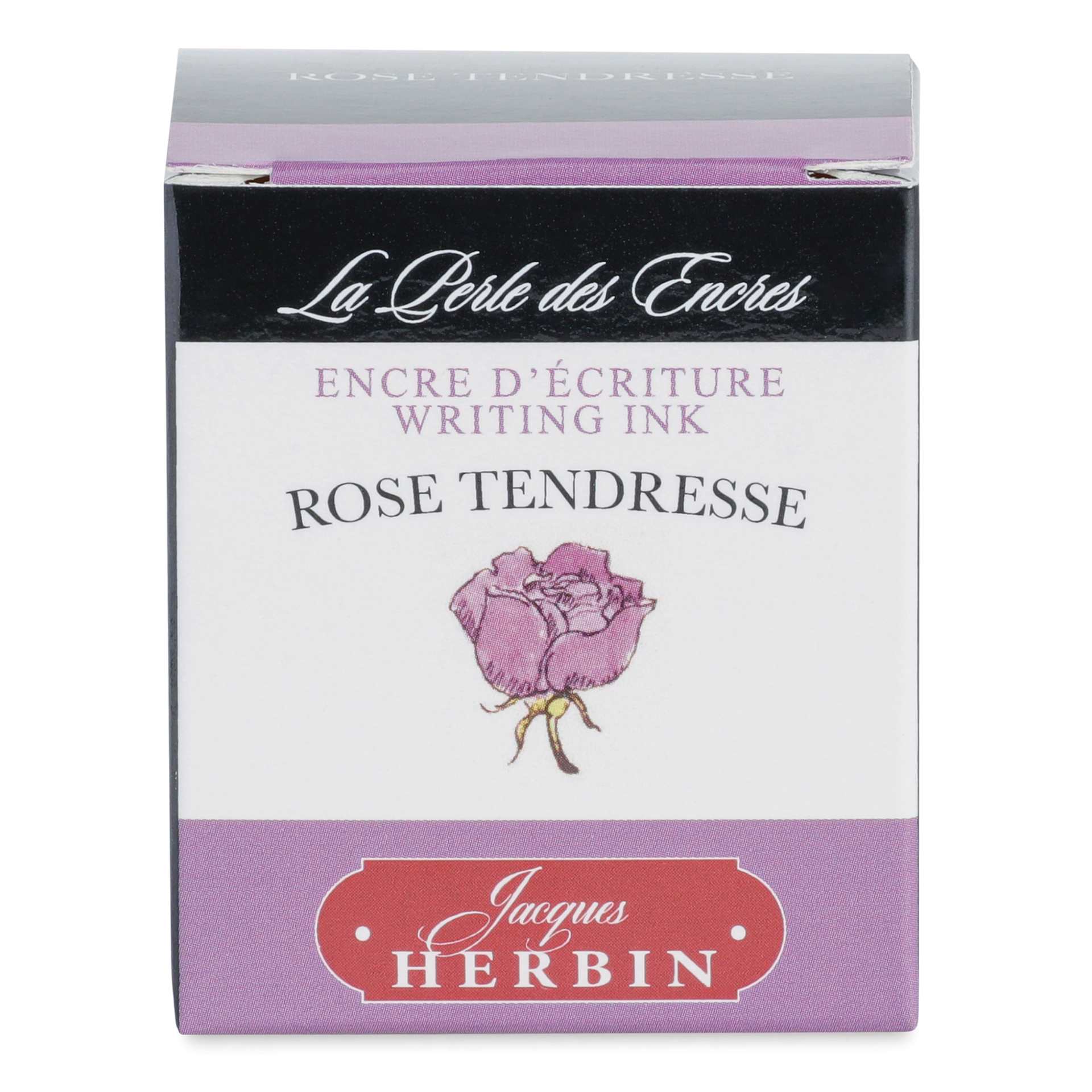Herbin La Perle des Encres The Jewel of Inks Fountain Pen Ink - Rose Tendresse (Tender Rose), 30 ml, front of packaging