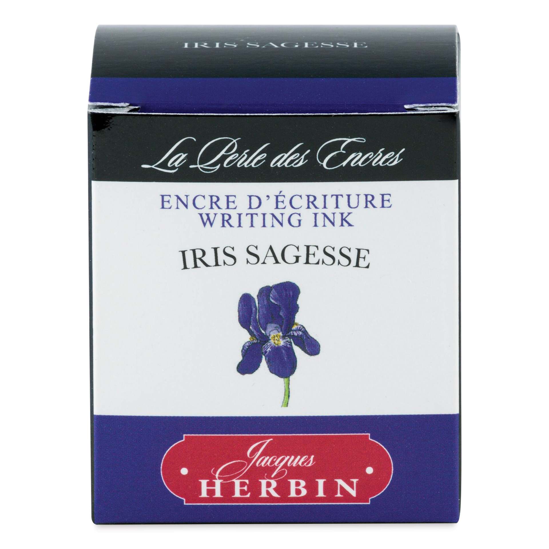 Herbin La Perle des Encres The Jewel of Inks Fountain Pen Ink - Iris Sagesse (Iris Wisdom), 30 ml, front of packaging