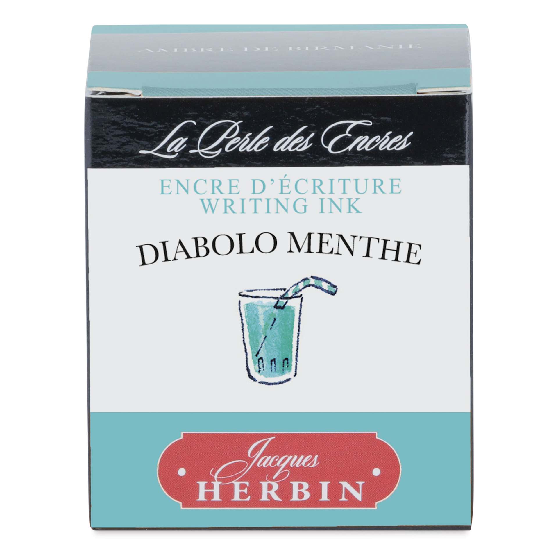Herbin La Perle des Encres The Jewel of Inks Fountain Pen Ink - Diabolo Menthe (Mint Diabolo), 30 ml, front of packaging