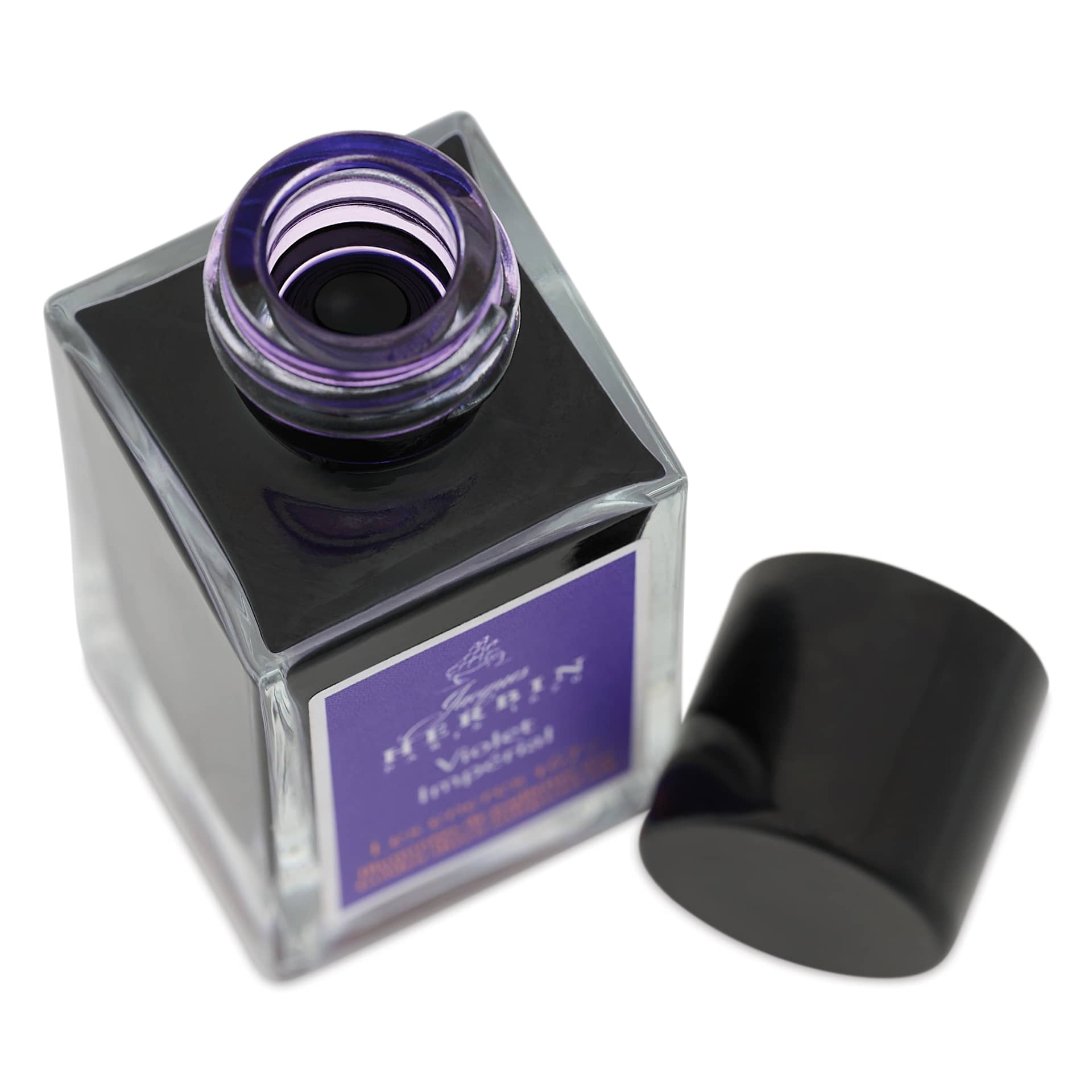Herbin 1670 Anniversary Collection Fountain Pen Ink - Violet Imperial, 15 ml bottle with cap off