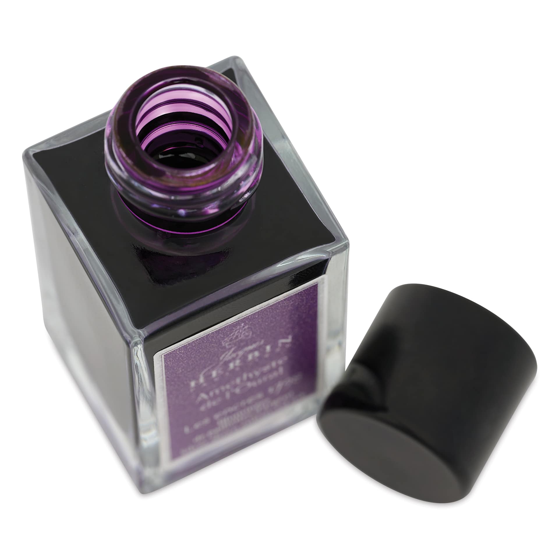 Herbin 1798 Anniversary Collection Fountain Pen Ink - Amethyste de l'Oural, 15 ml bottle with cap off