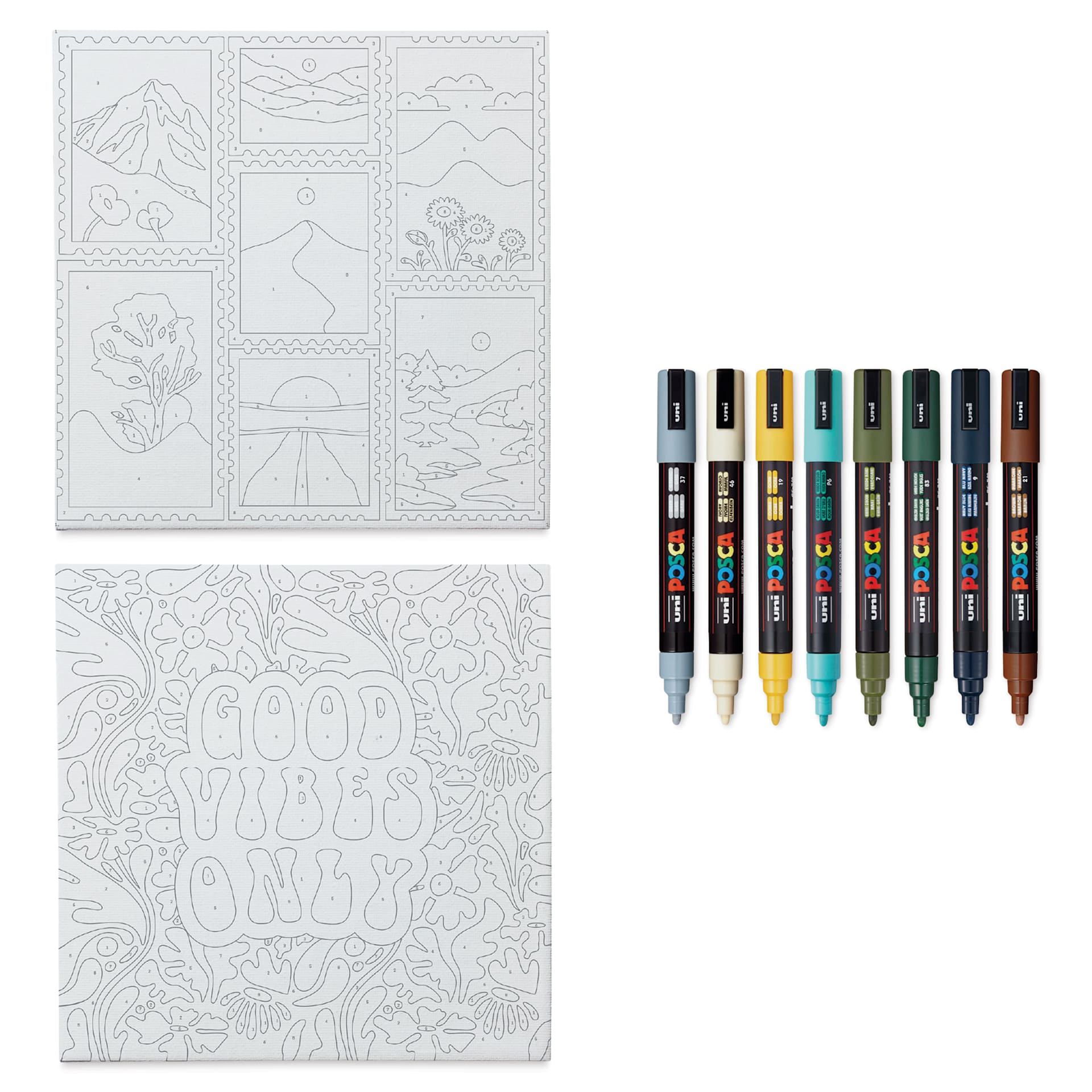 Posca Paint By Number Kit - Boho Vibes contents