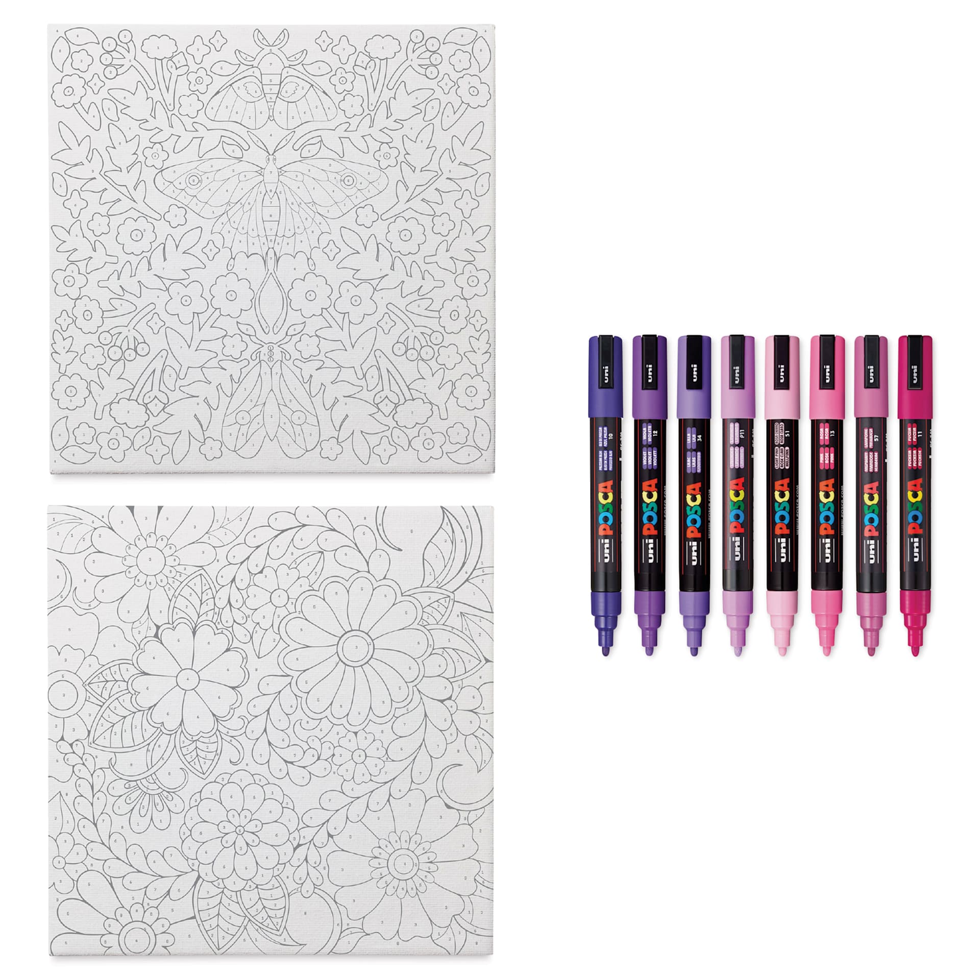 Posca Paint By Number Kit - Lilac Dreams contents