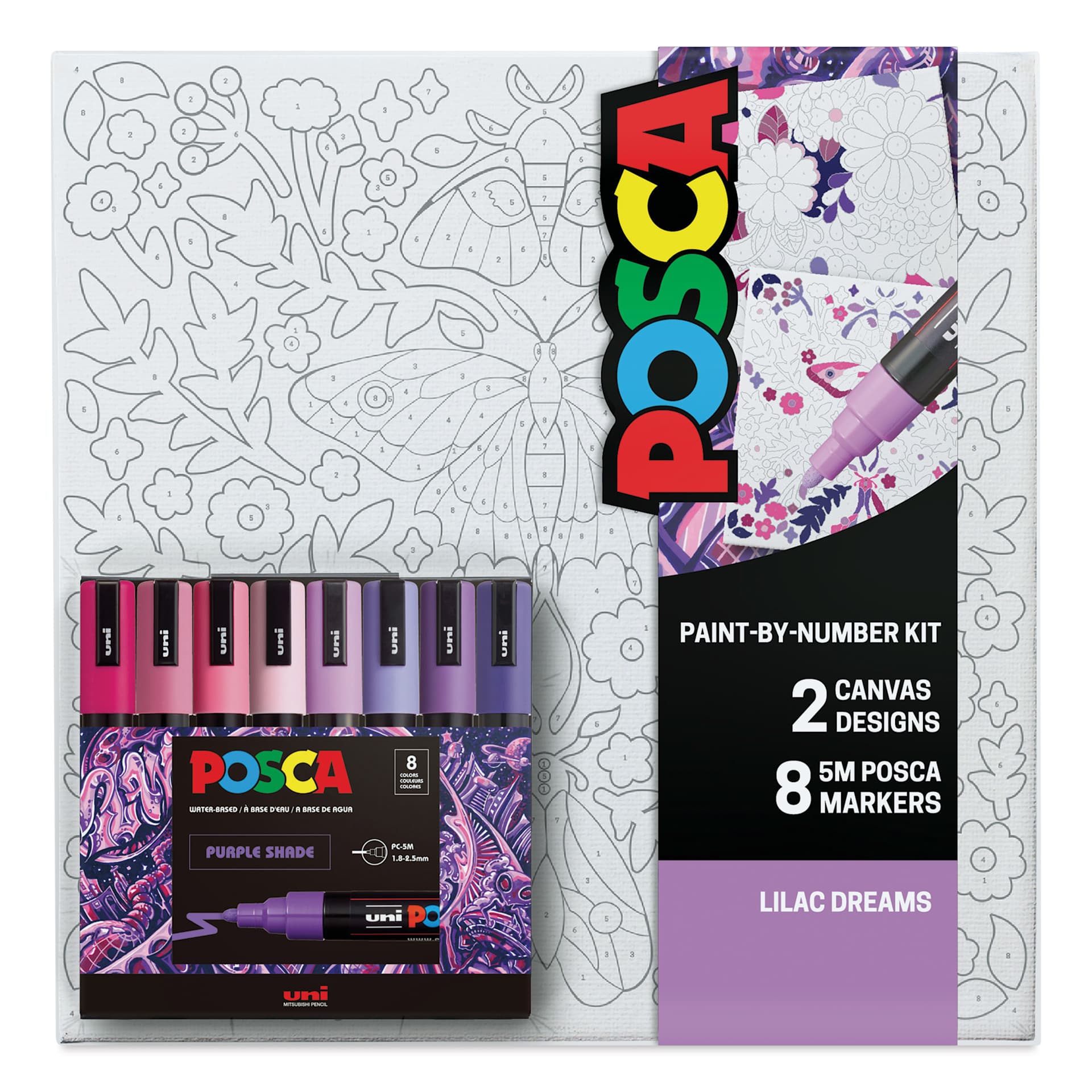 Posca Paint By Number Kit - Lilac Dreams