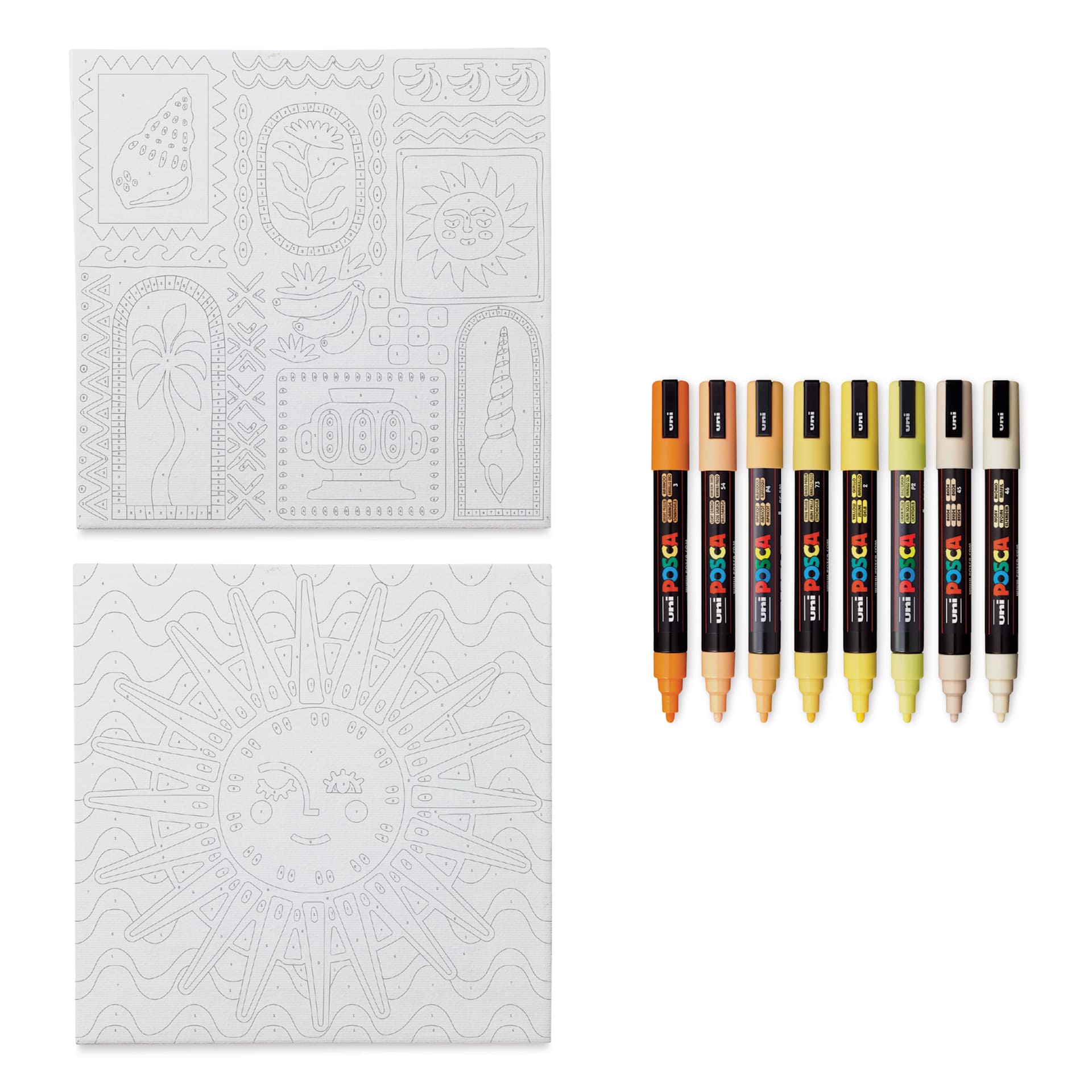 Posca Paint By Number Kit - Sunshine Mosaic contents