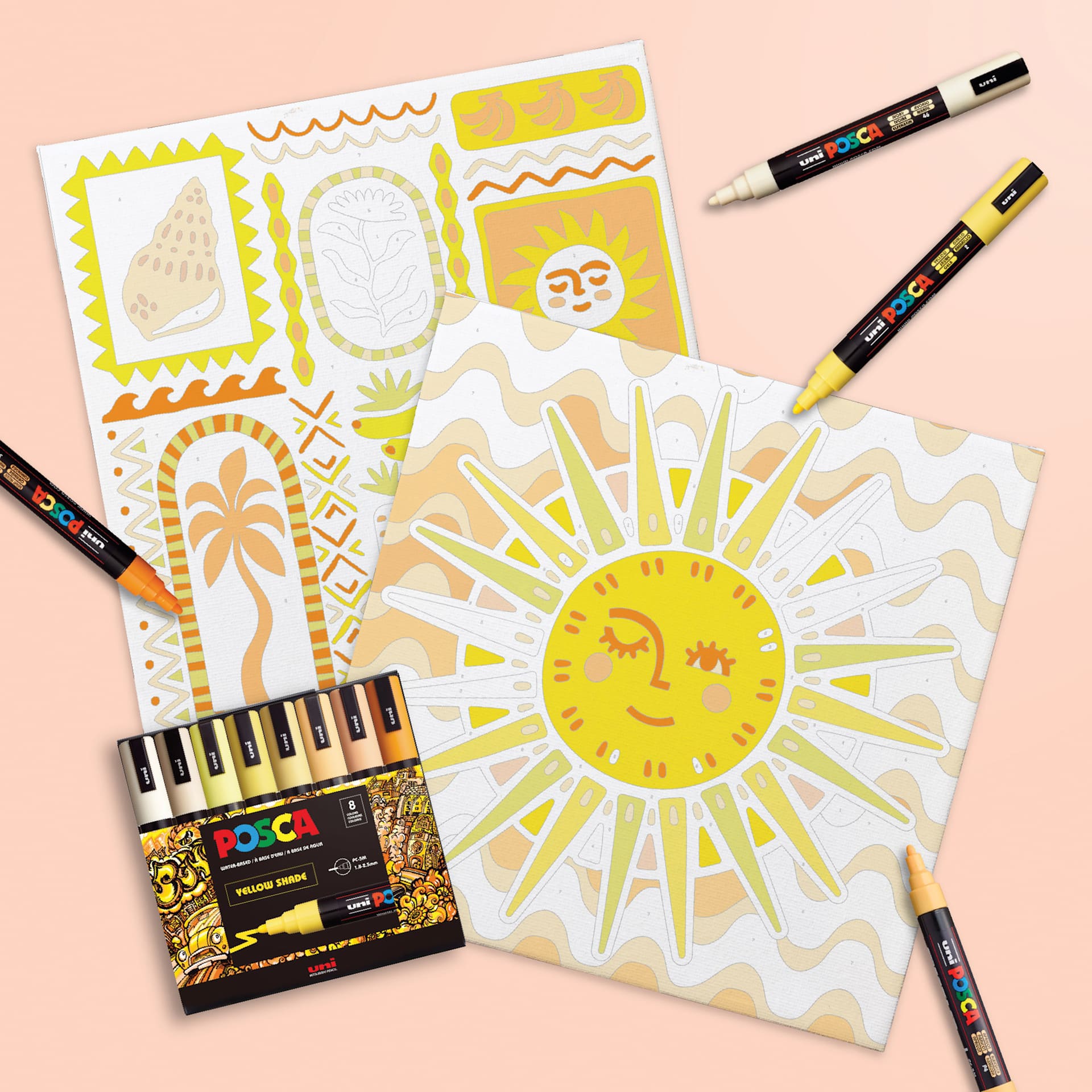 Posca Paint By Number Kit - Sunshine Mosaic, in progress