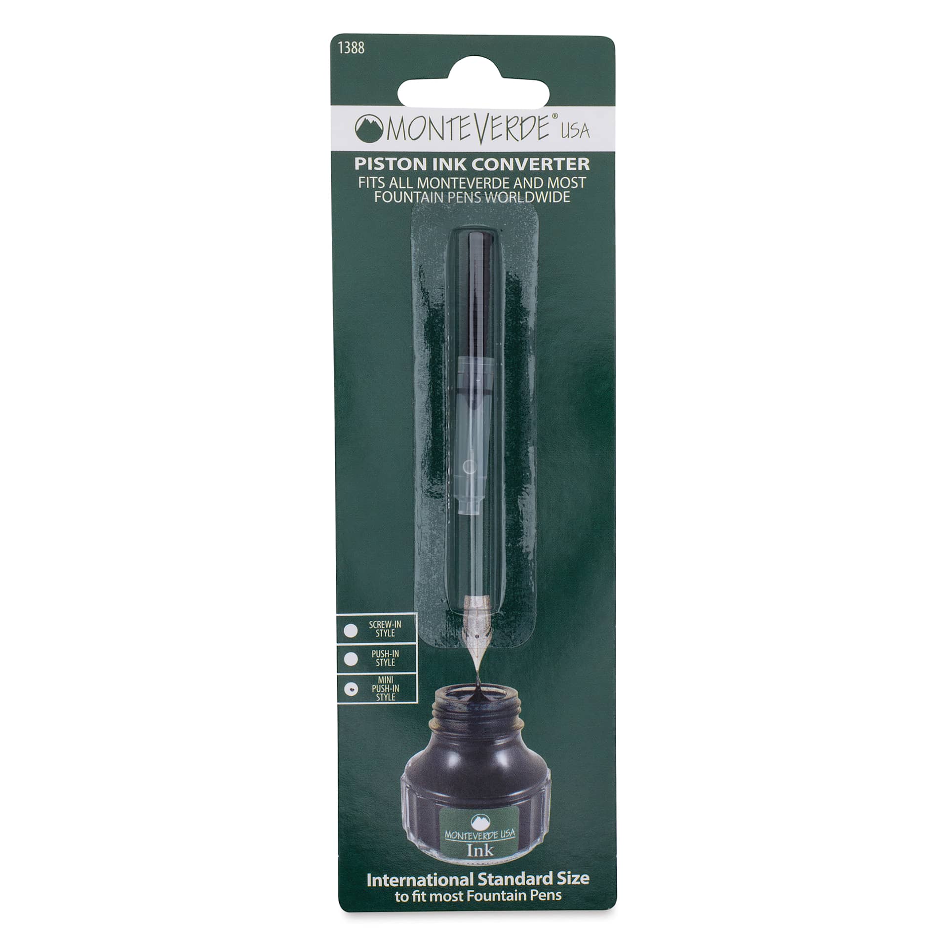 Monteverde Mini Fountain Pen Piston Ink Converter, front of packaging