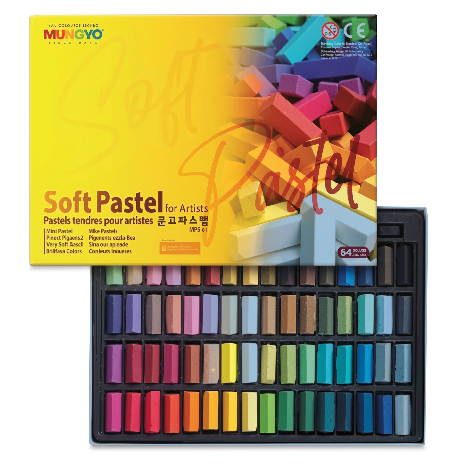 Mungyo Soft Half Pastels - Set of 64, Assorted Colors
