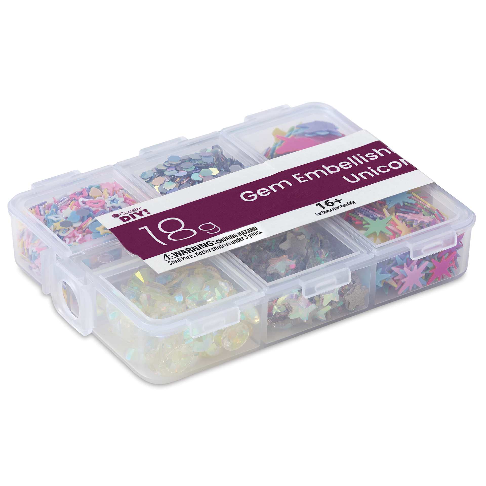 Cousin DIY Gem Embellishment Pack - Unicorn, 18 g - lying flat, angled