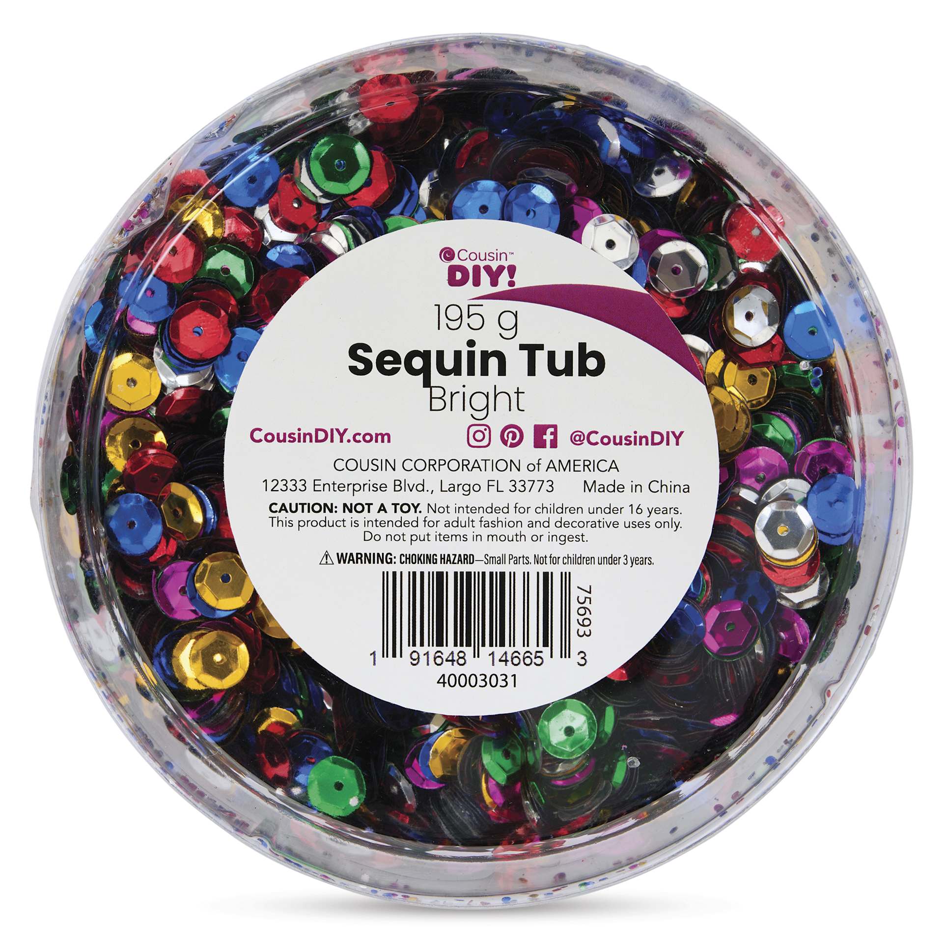 Cousin DIY Sequin Tub - 195 g - top of tub