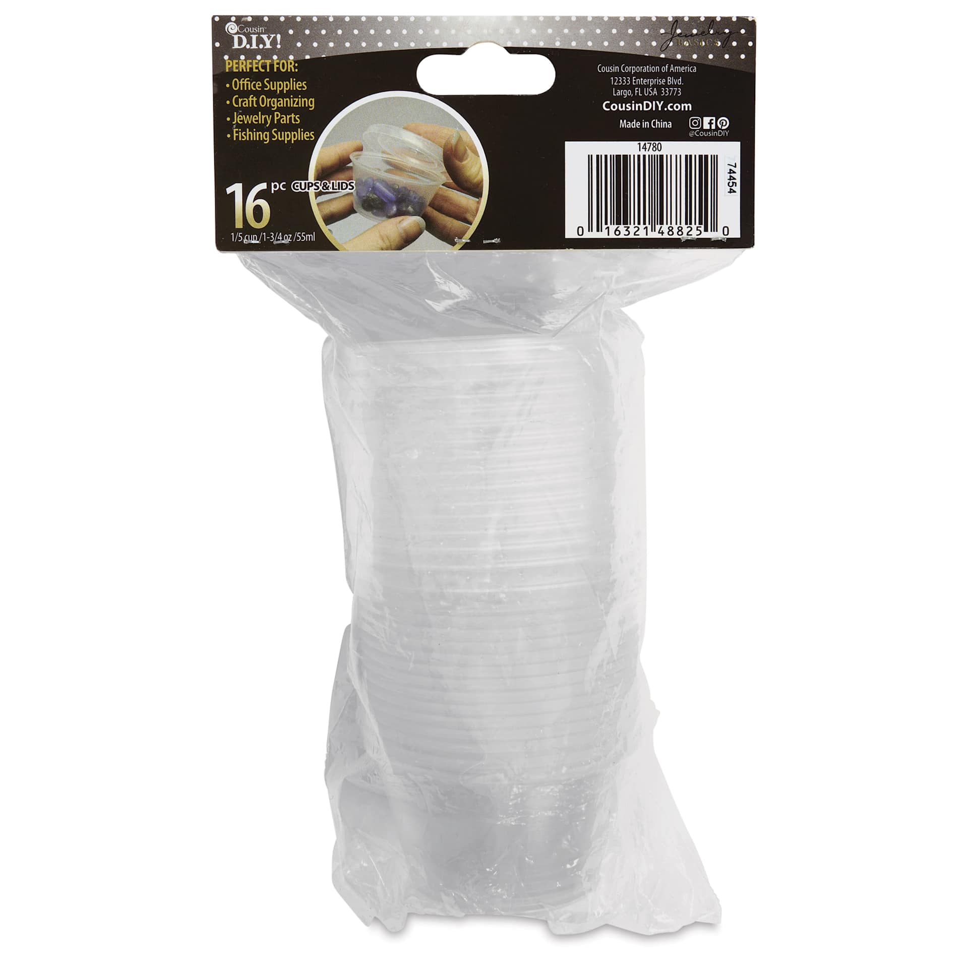 Cousin Cupettes Cups & Lids - Pkg of 16, Clear, 1.75 oz - back of packaging