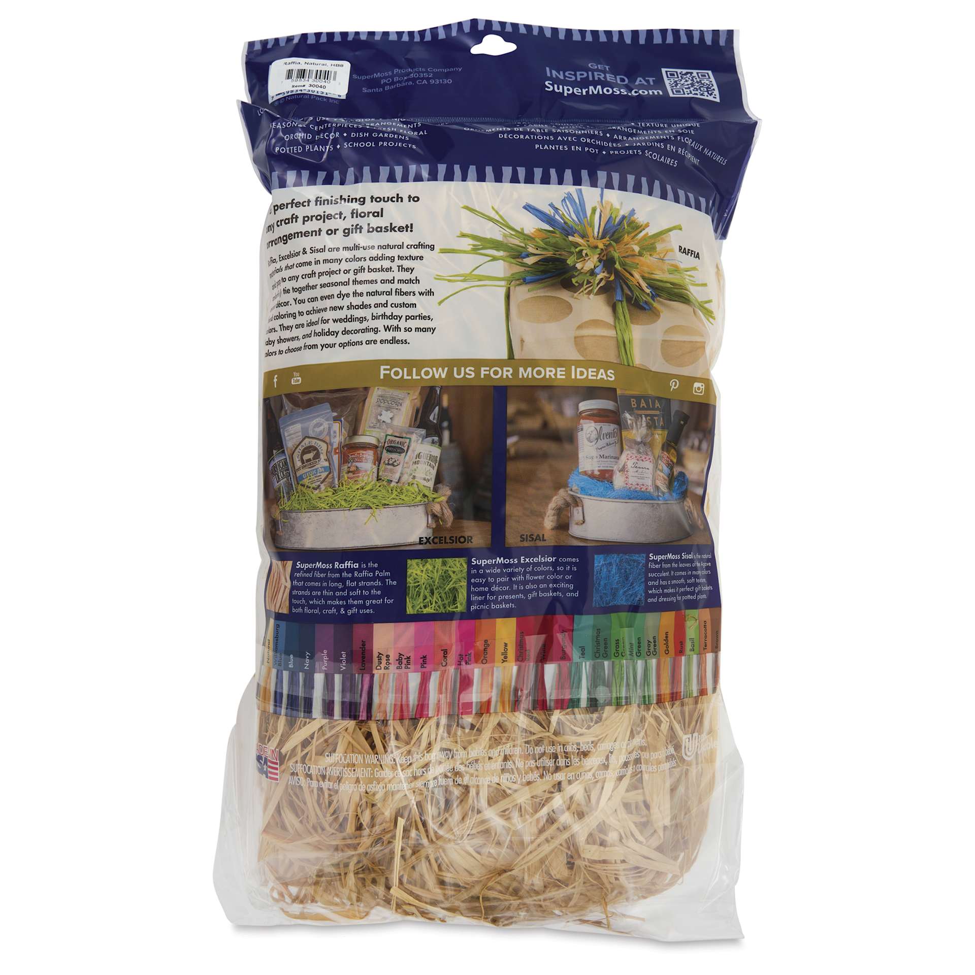 SuperMoss Raffia - Natural, 8 oz - back of packaging