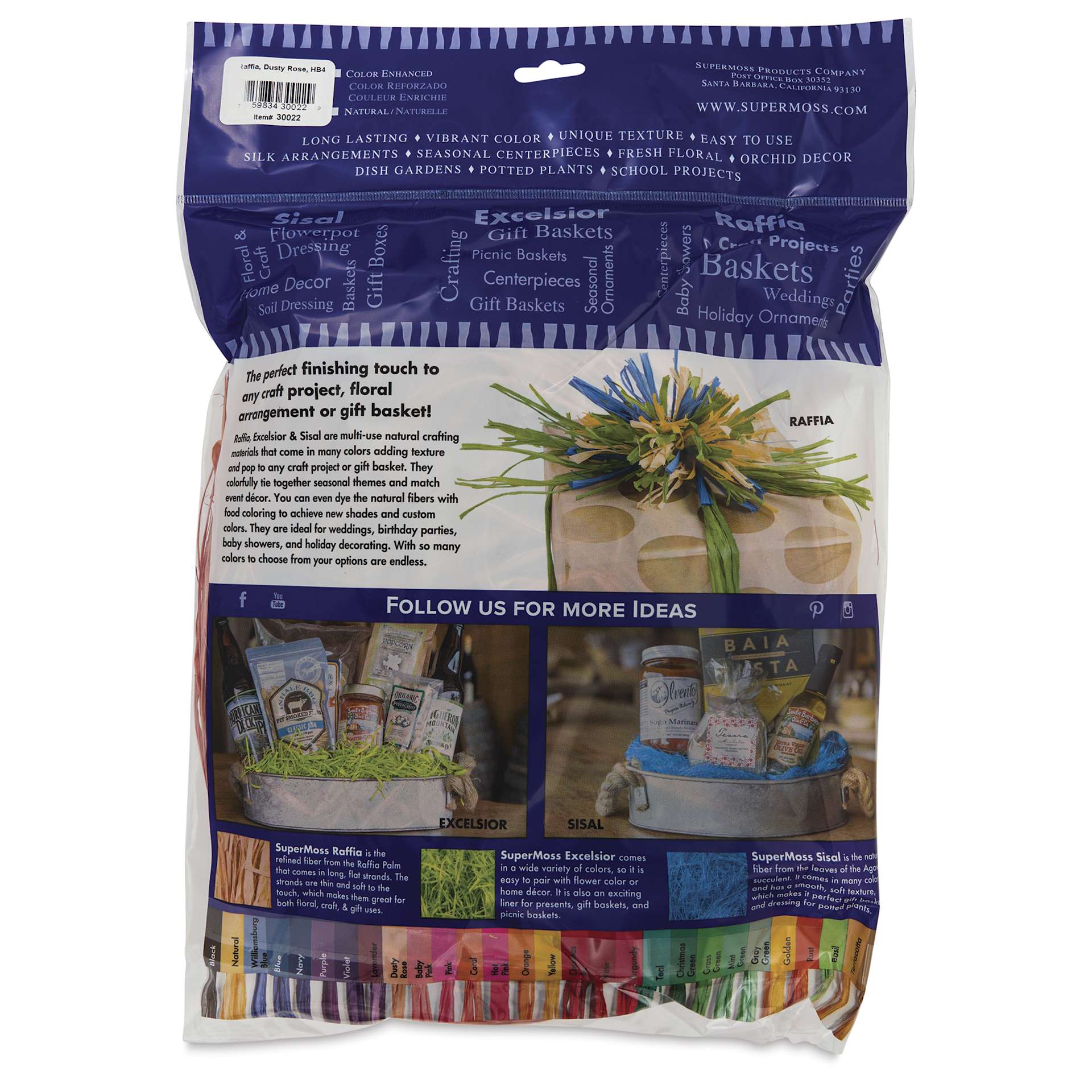 SuperMoss Raffia - Dusty Rose, 4 oz - back of packaging