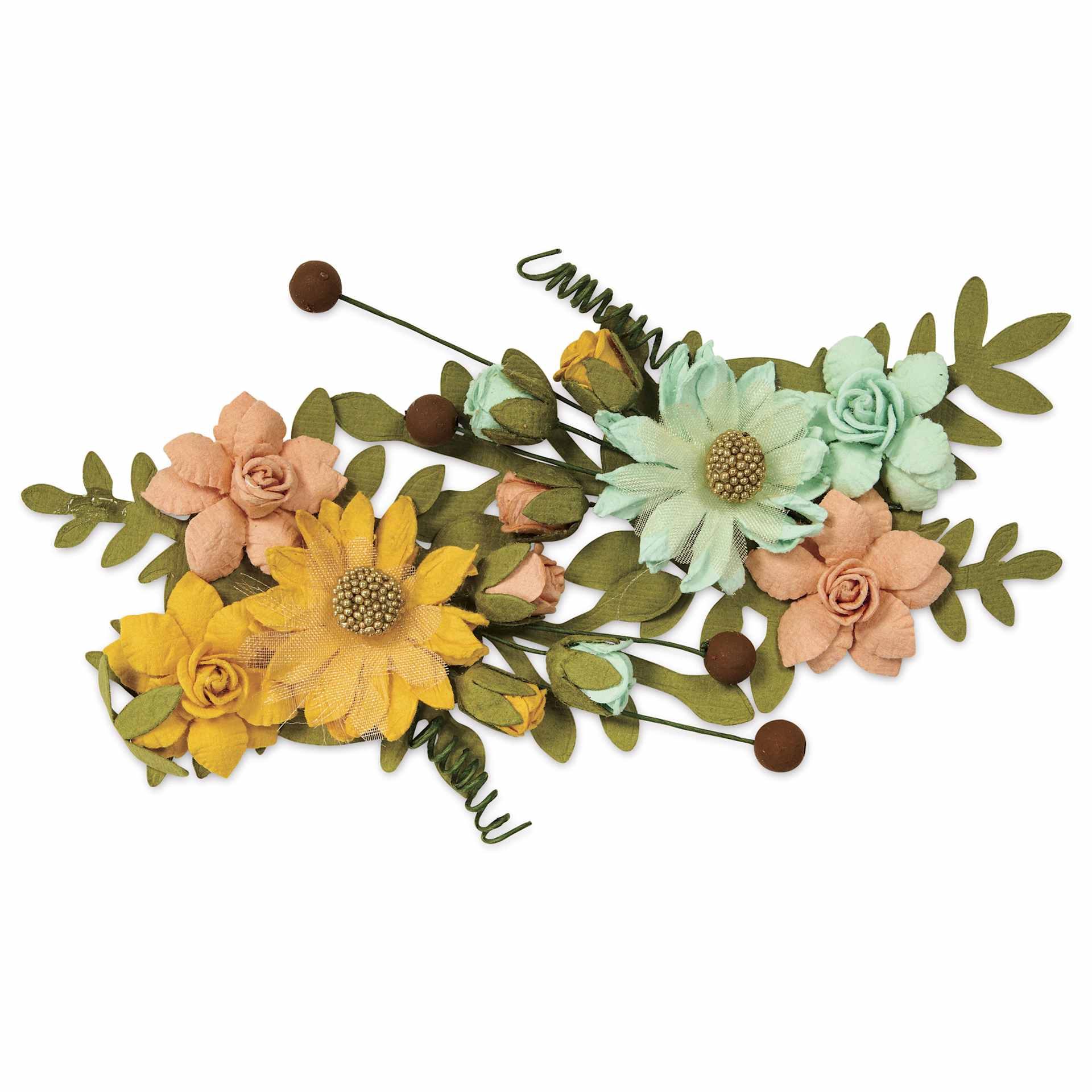 Little Birdie Fairy Rosa Paper Flowers - Sunshine & Lemonade, Pkg of 2