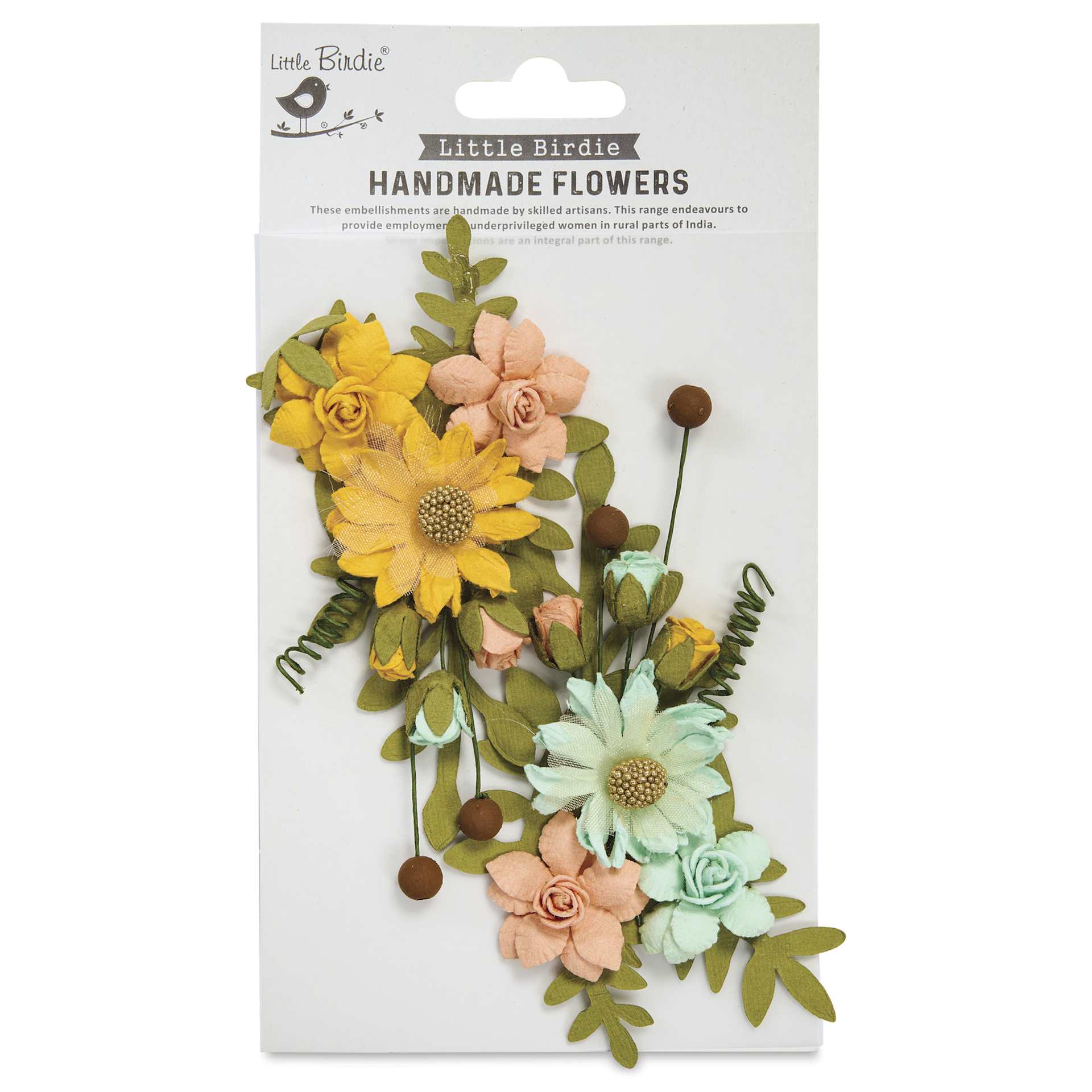 Little Birdie Fairy Rosa Paper Flowers - Sunshine & Lemonade, Pkg of 2 - front of packaging