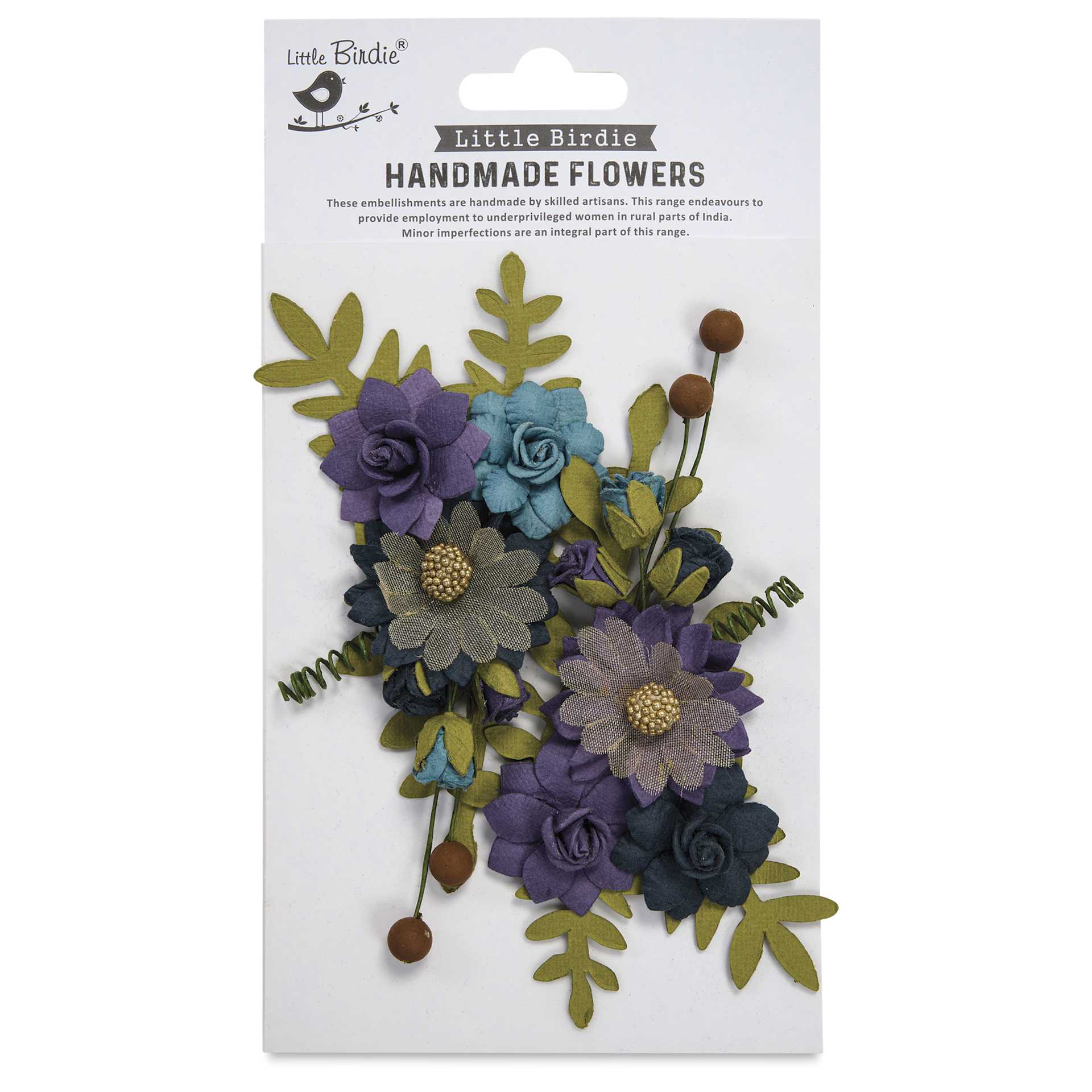 Little Birdie Fairy Rosa Paper Flowers - Purple Passion, Pkg of 2 - front of packaging