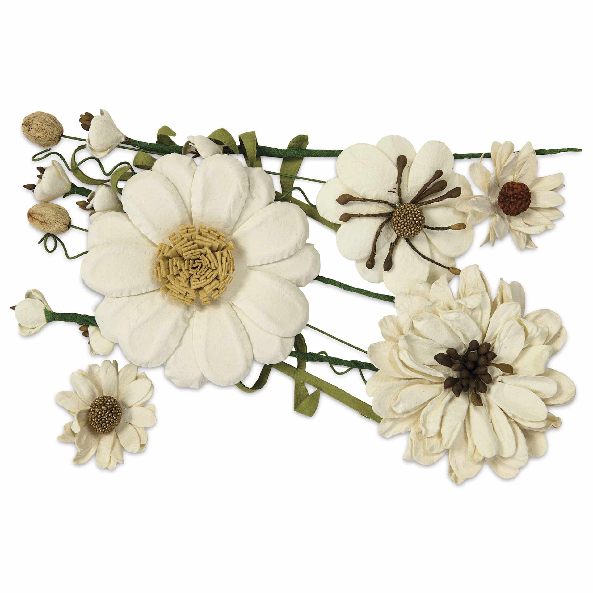Little Birdie Heleen Paper Flowers - Ivory Pearl, Pkg of 12 - out of packaging