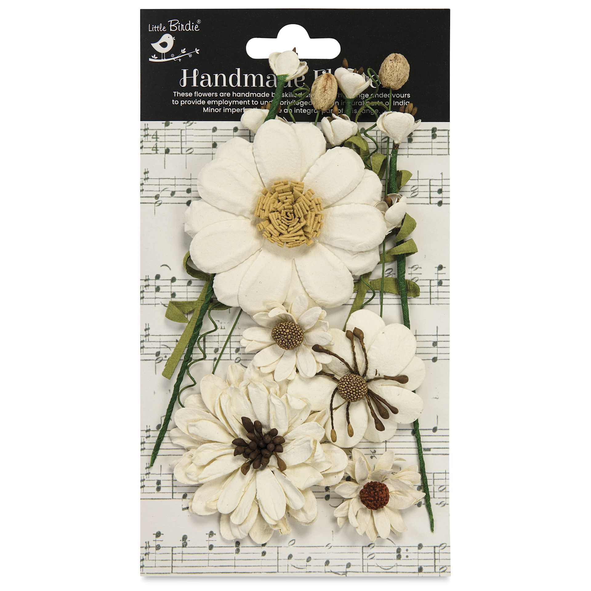 Little Birdie Heleen Paper Flowers - Ivory Pearl, Pkg of 12