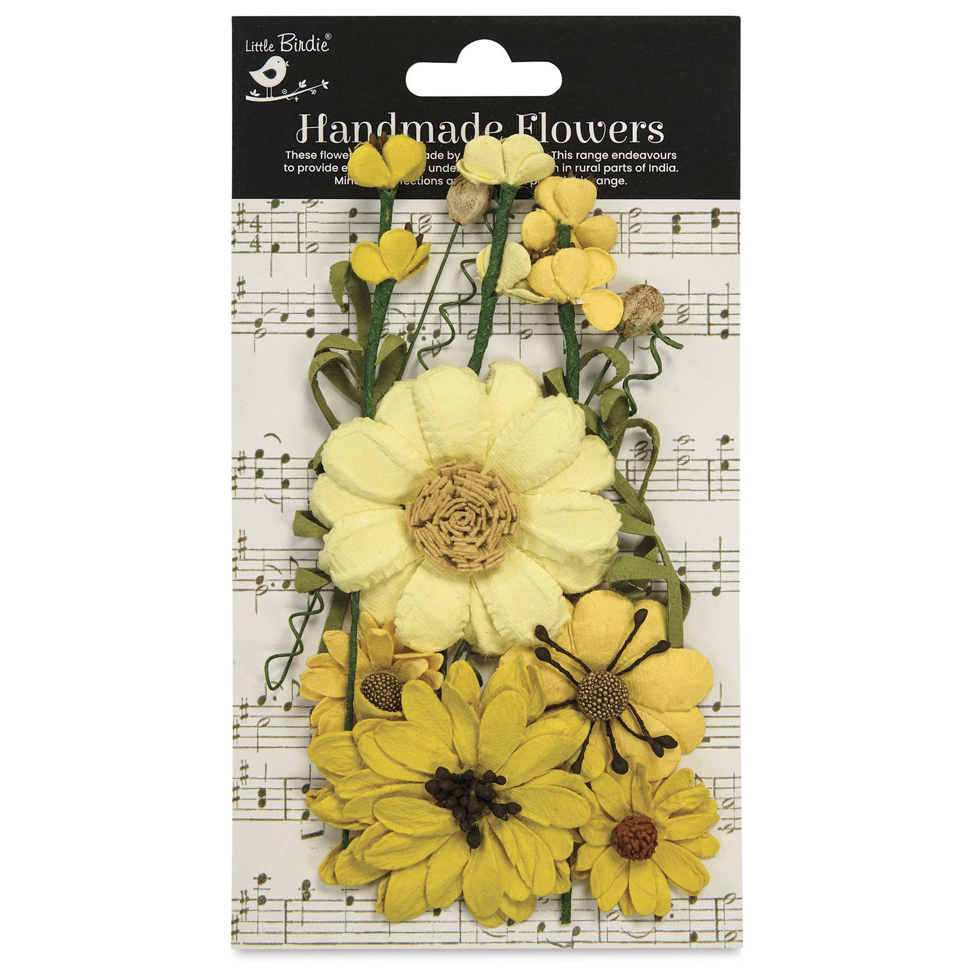 Little Birdie Heleen Paper Flowers - Sunshine, Pkg of 12