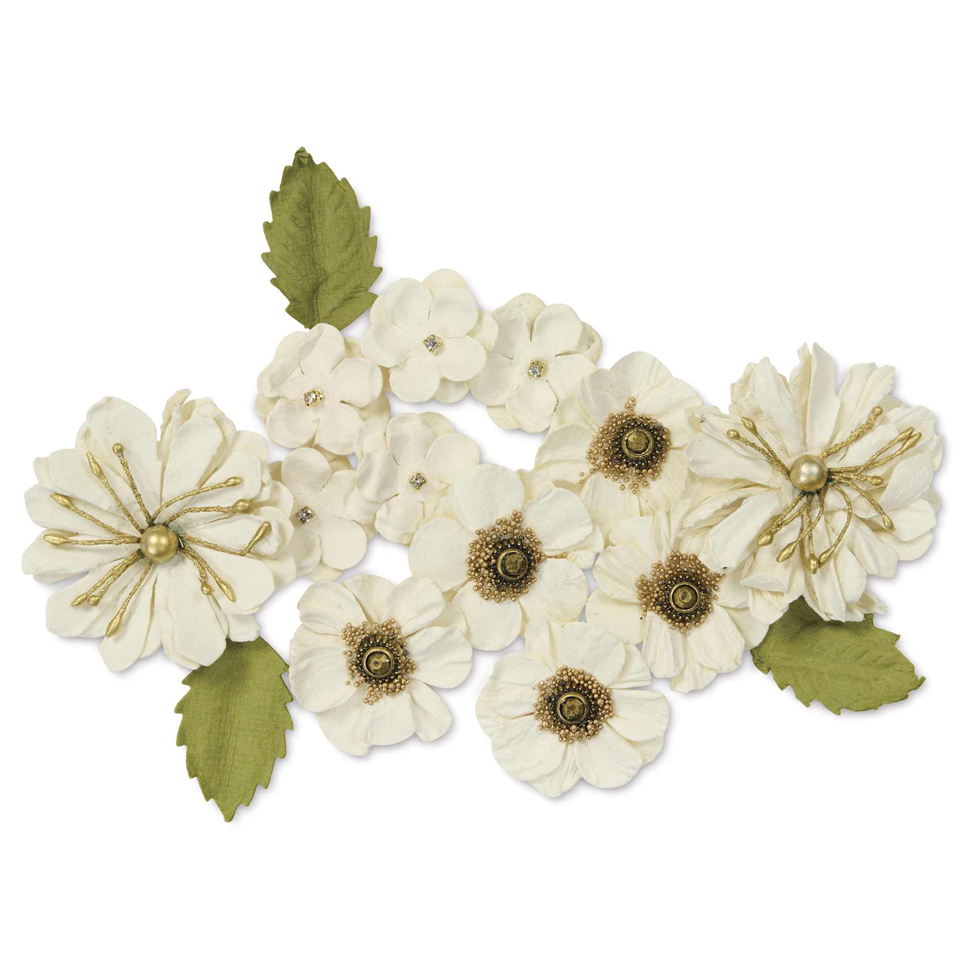 Little Birdie Renae Paper Flowers - Ivory Pearl, Pkg of 27