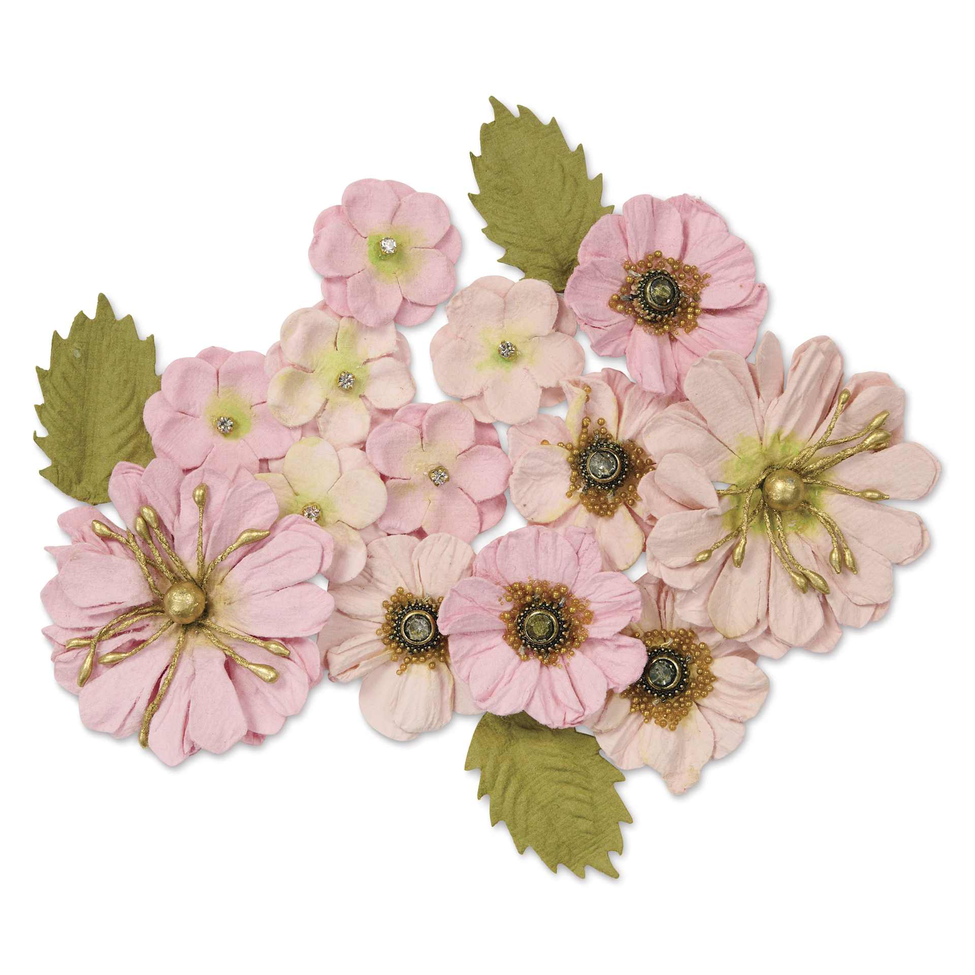 Little Birdie Renae Paper Flowers - Pearl Pink, Pkg of 27