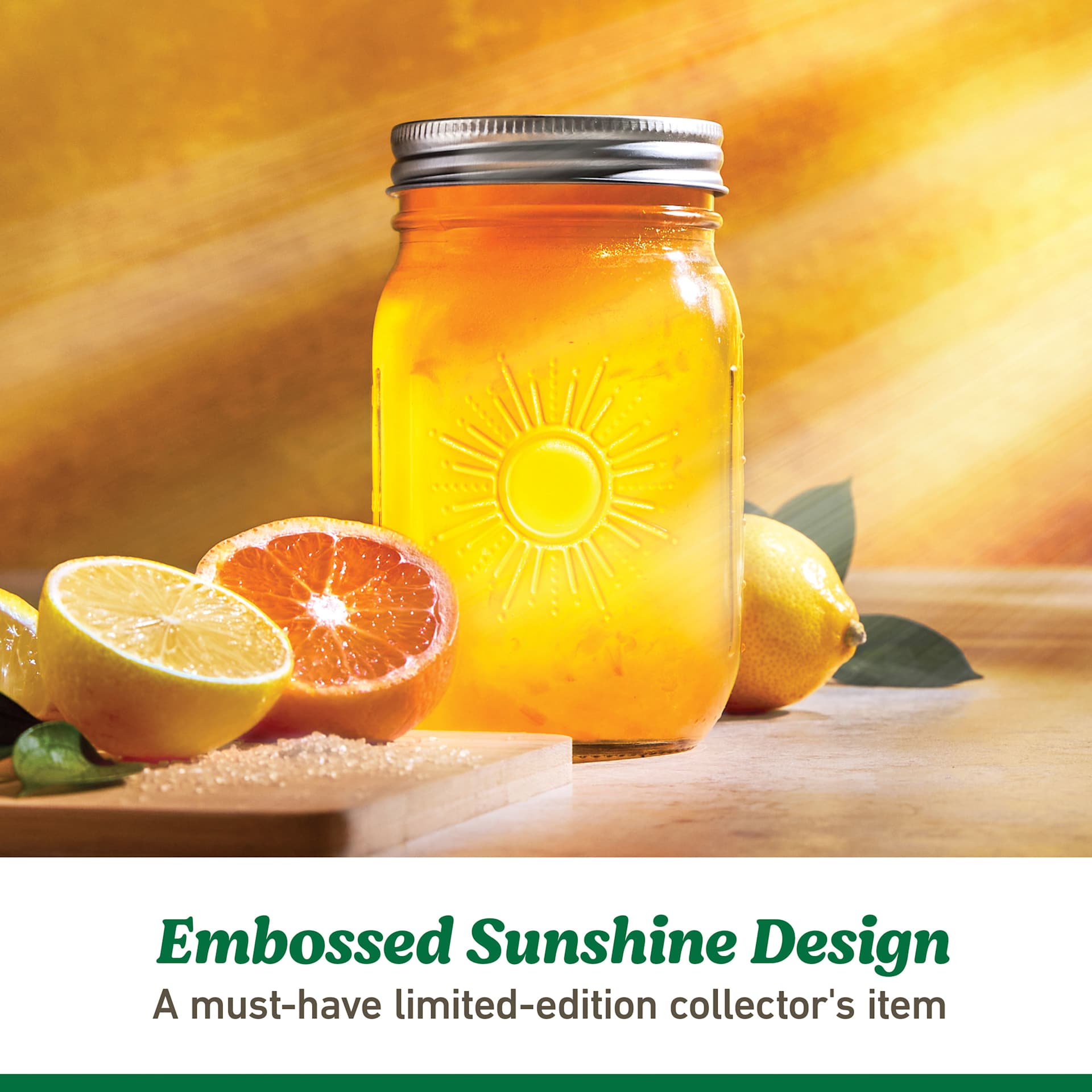 Ball Sunshine Keepsake Mason Jars - citrus fruit with a filled jar