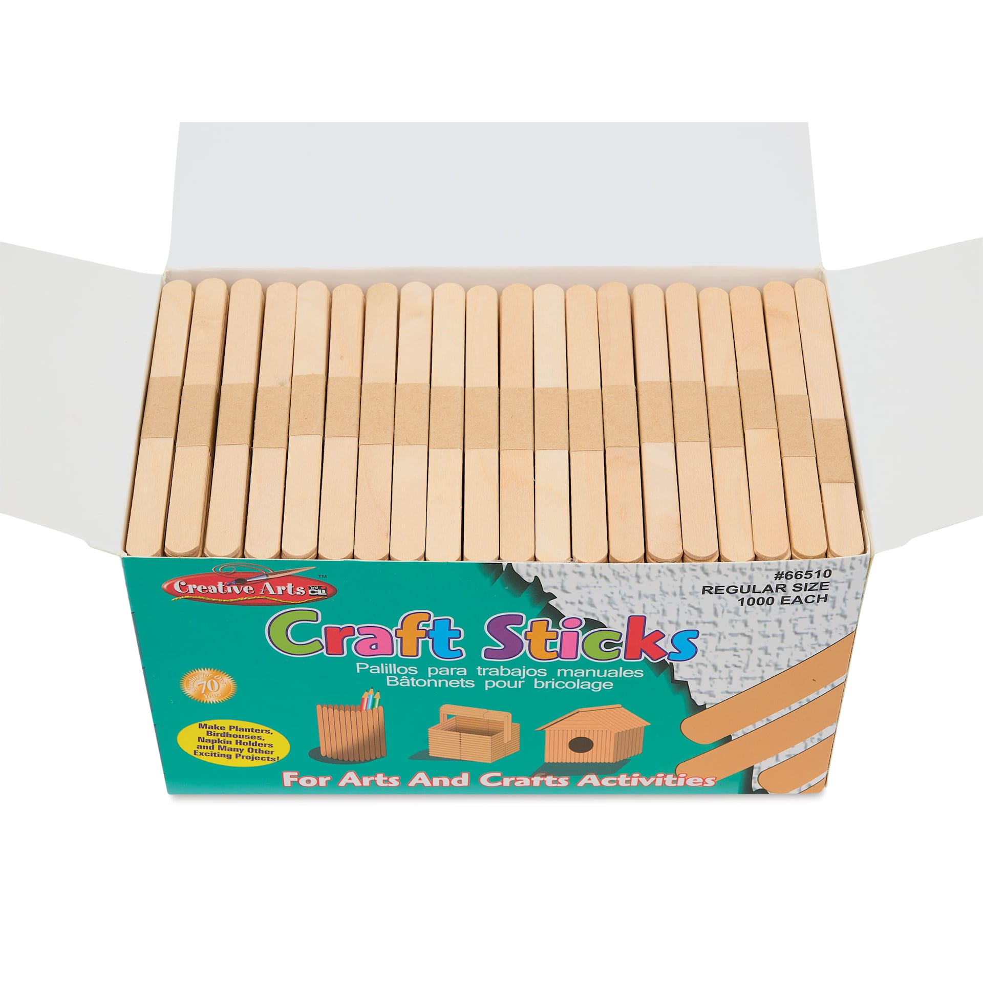 Creative Arts by Charles Leonard Craft Sticks - Pkg of 1000, Regular, Neutral, 4-1/2" x 3/8" inside packaging