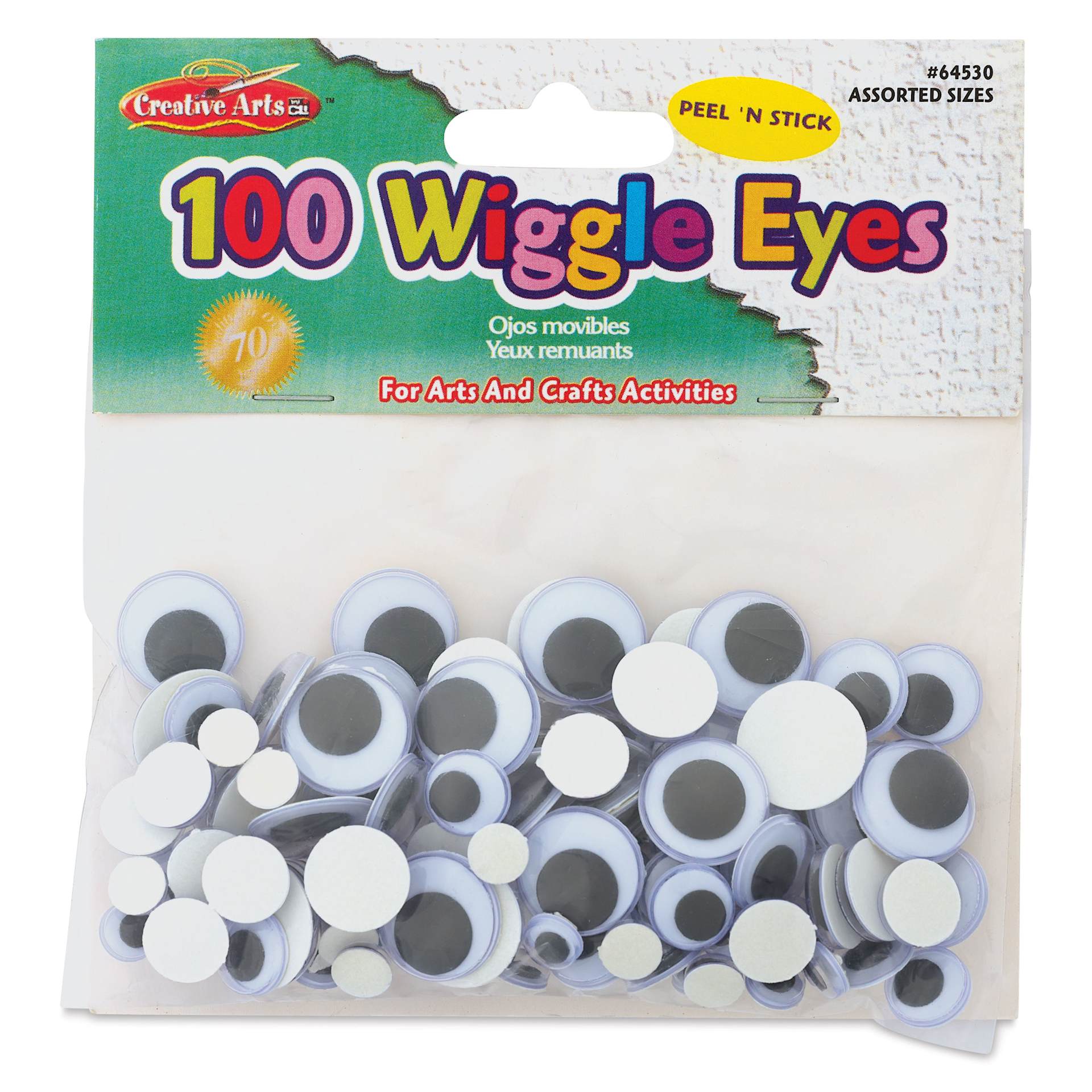 Creative Arts by Charles Leonard Peel 'N Stick Wiggle Eyes - Pkg of 100, Assorted Sizes, Black front of packaging