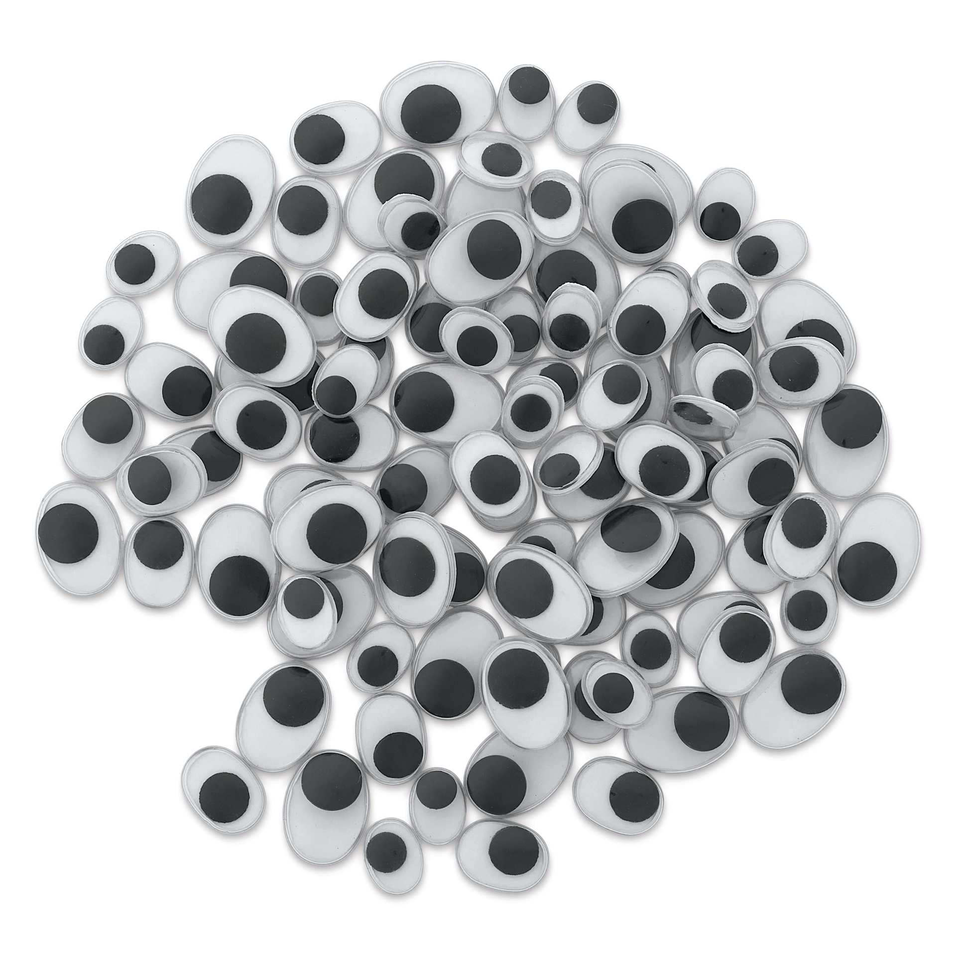 Creative Arts by Charles Leonard Wiggle Eyes - Pkg of 100, Black, Oval, Assorted Sizes