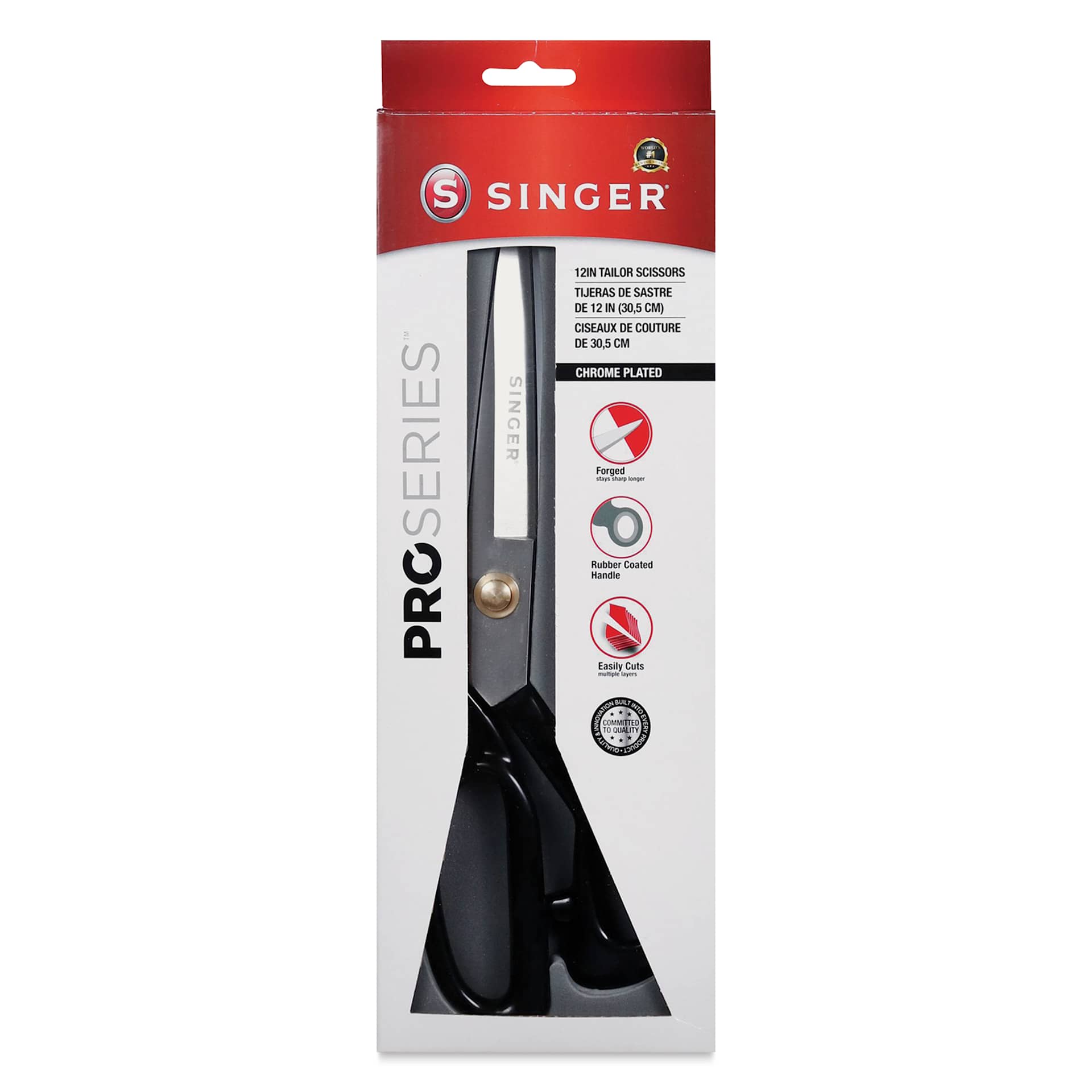 Singer ProSeries Forged Tailor Scissor - Chrome Plated, 12", front of the packaging