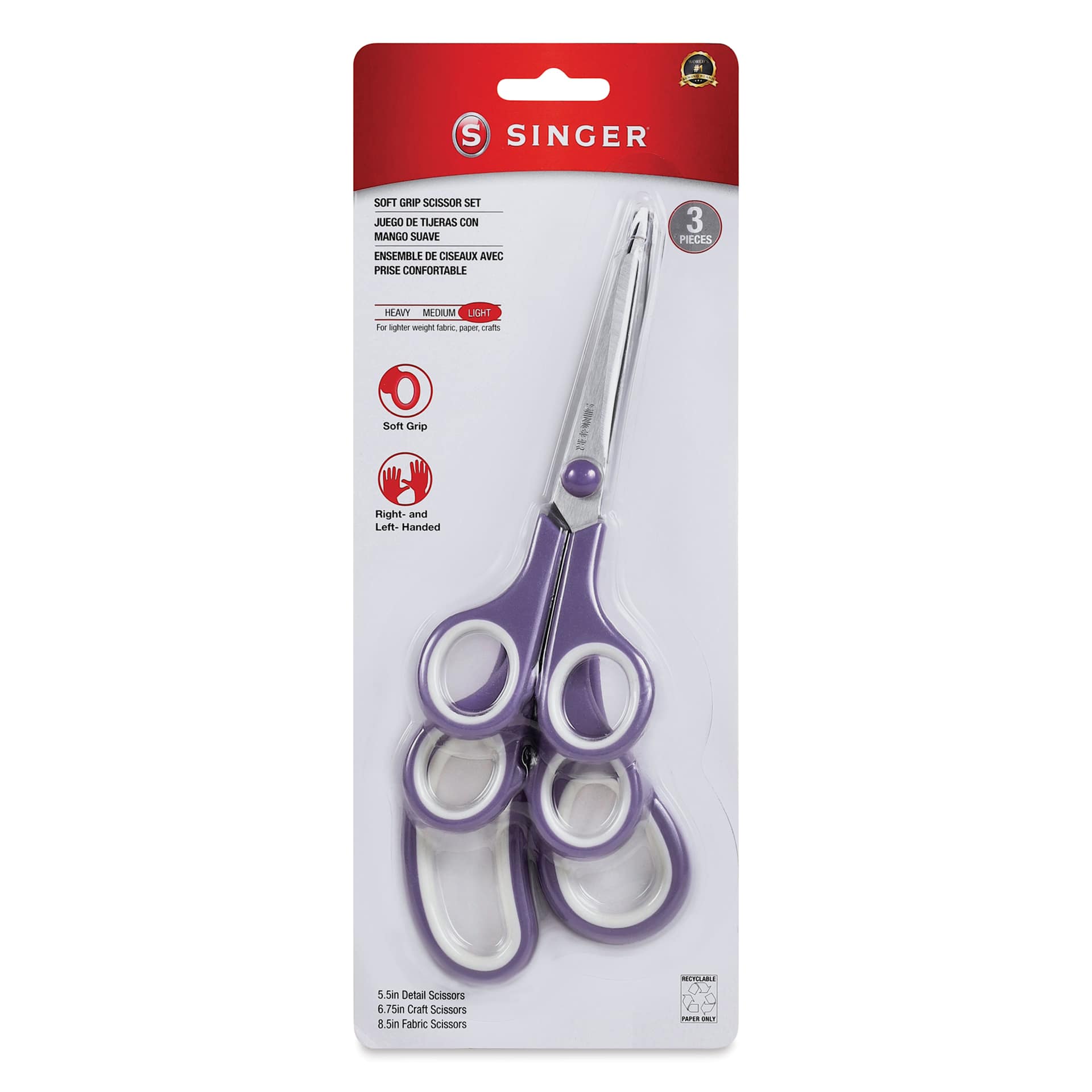 Singer Soft Grip Scissors - Set of 3 - front of packaging