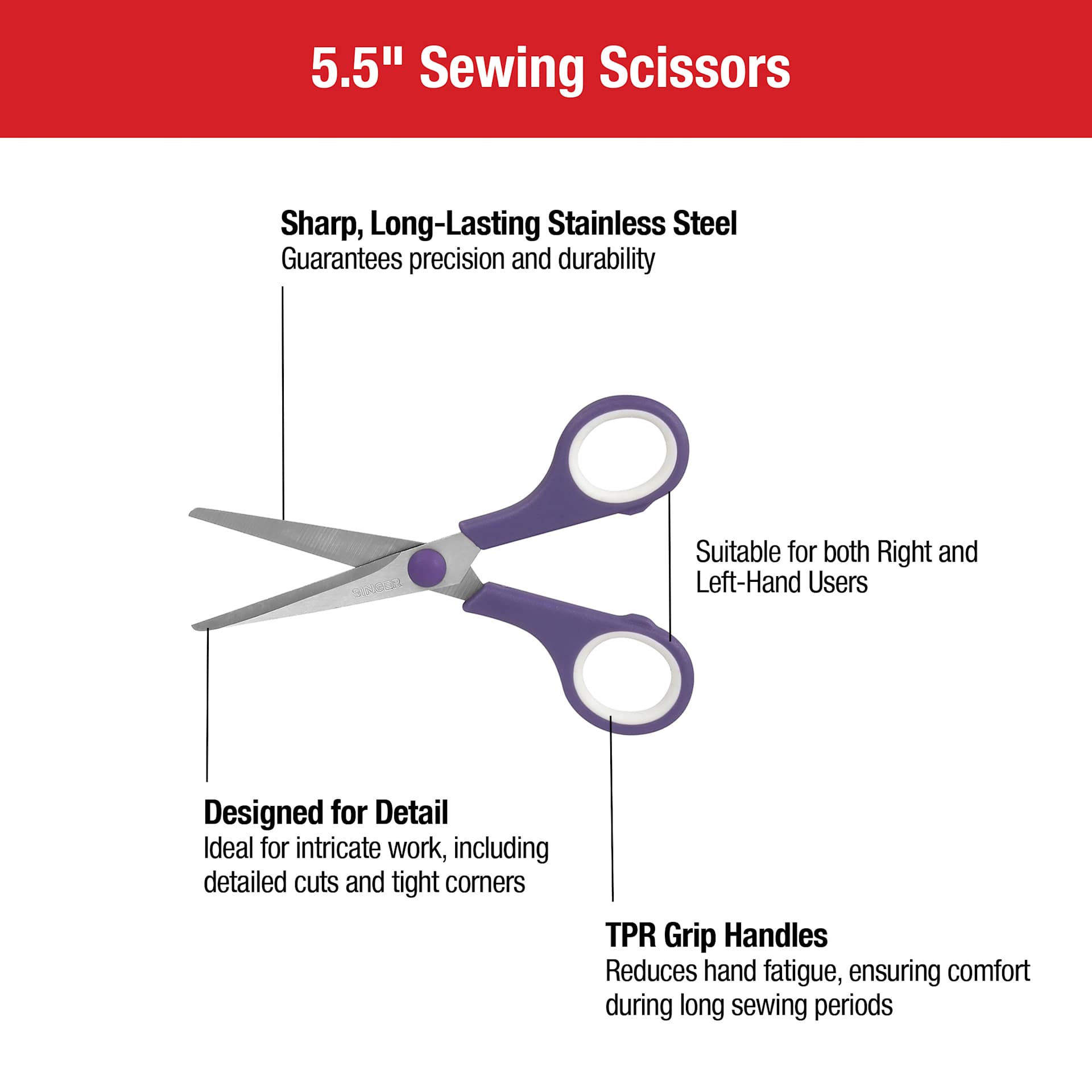 Singer Soft Grip Scissors - 5.5" Features