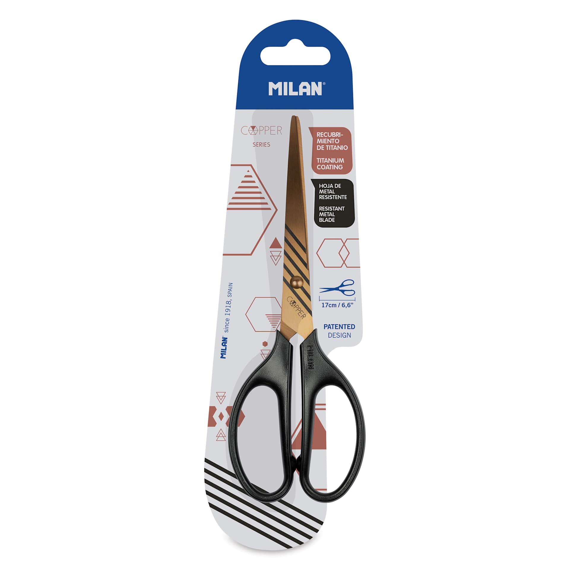 Milan Copper Series Office Scissors - Copper Black, 6-3/5", in packaging