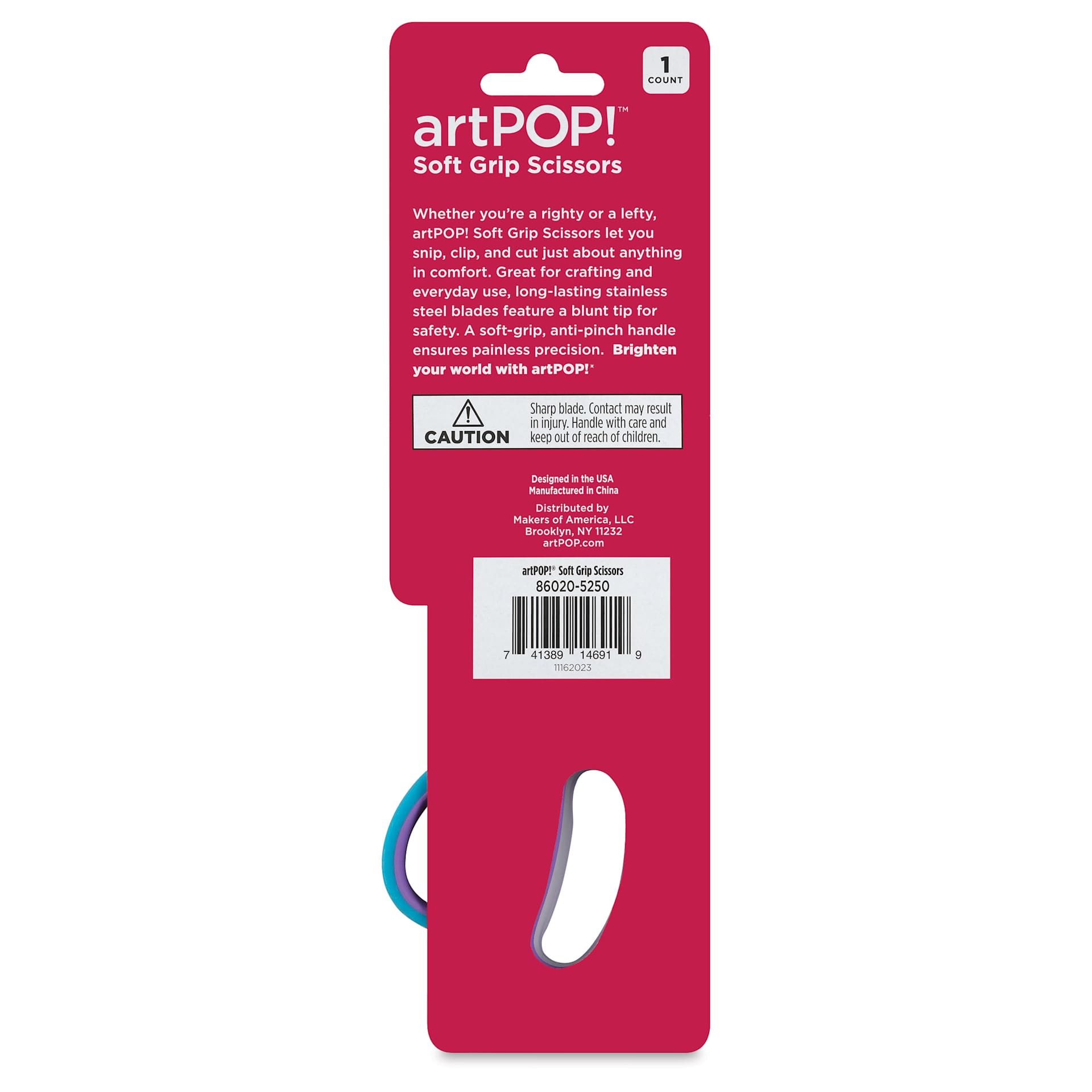 artPOP! Soft Grip Scissors - 8-1/4", back of packaging