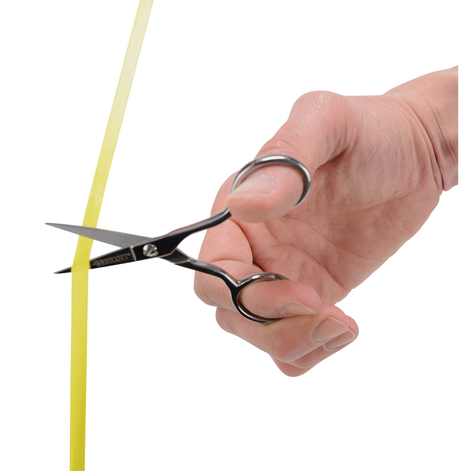 Westcott Hot Forged Medium Duty Precision Scissors - 4" Blade cutting ribbon