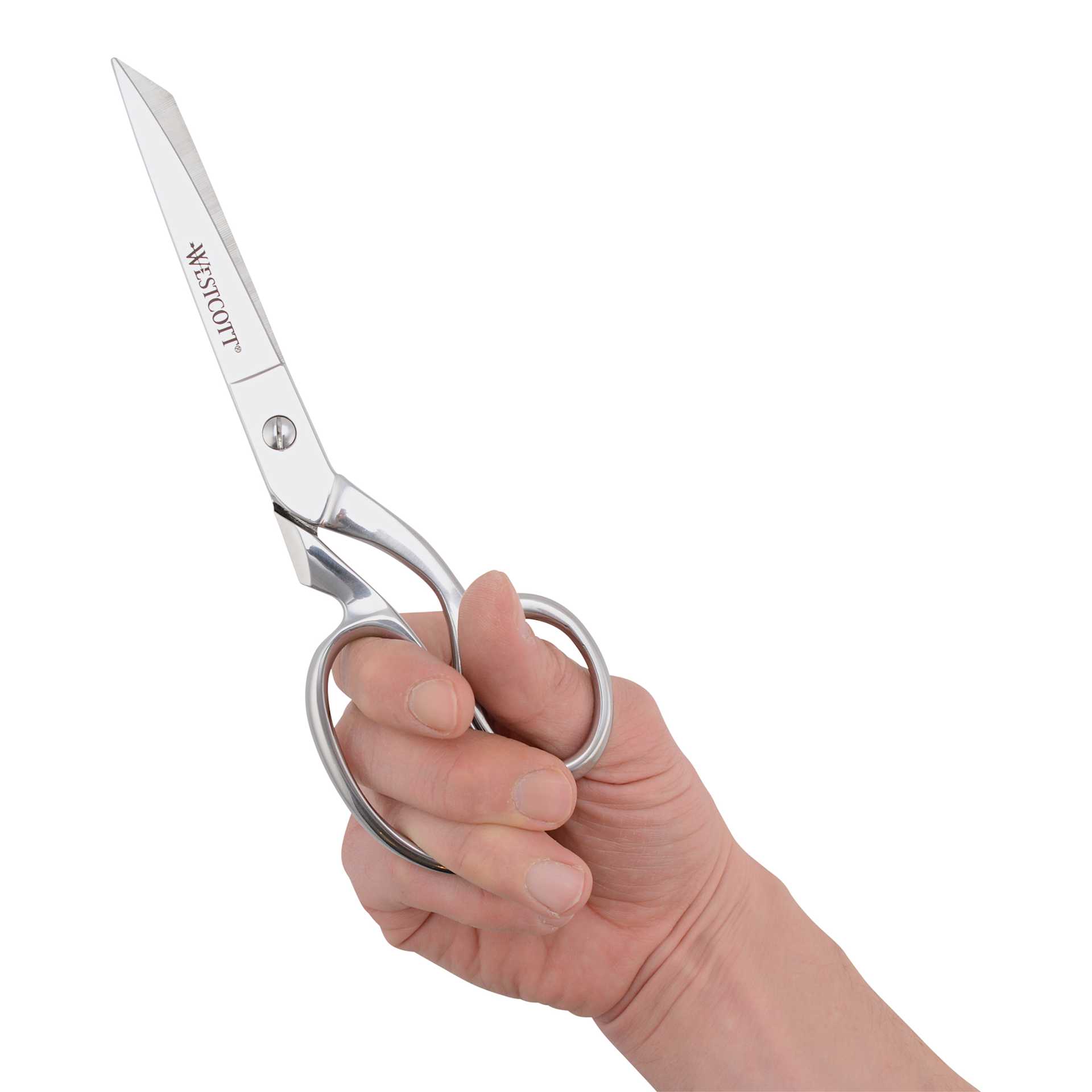  Westcott Hot Forged Heavy Duty Bent Scissor being held while closed