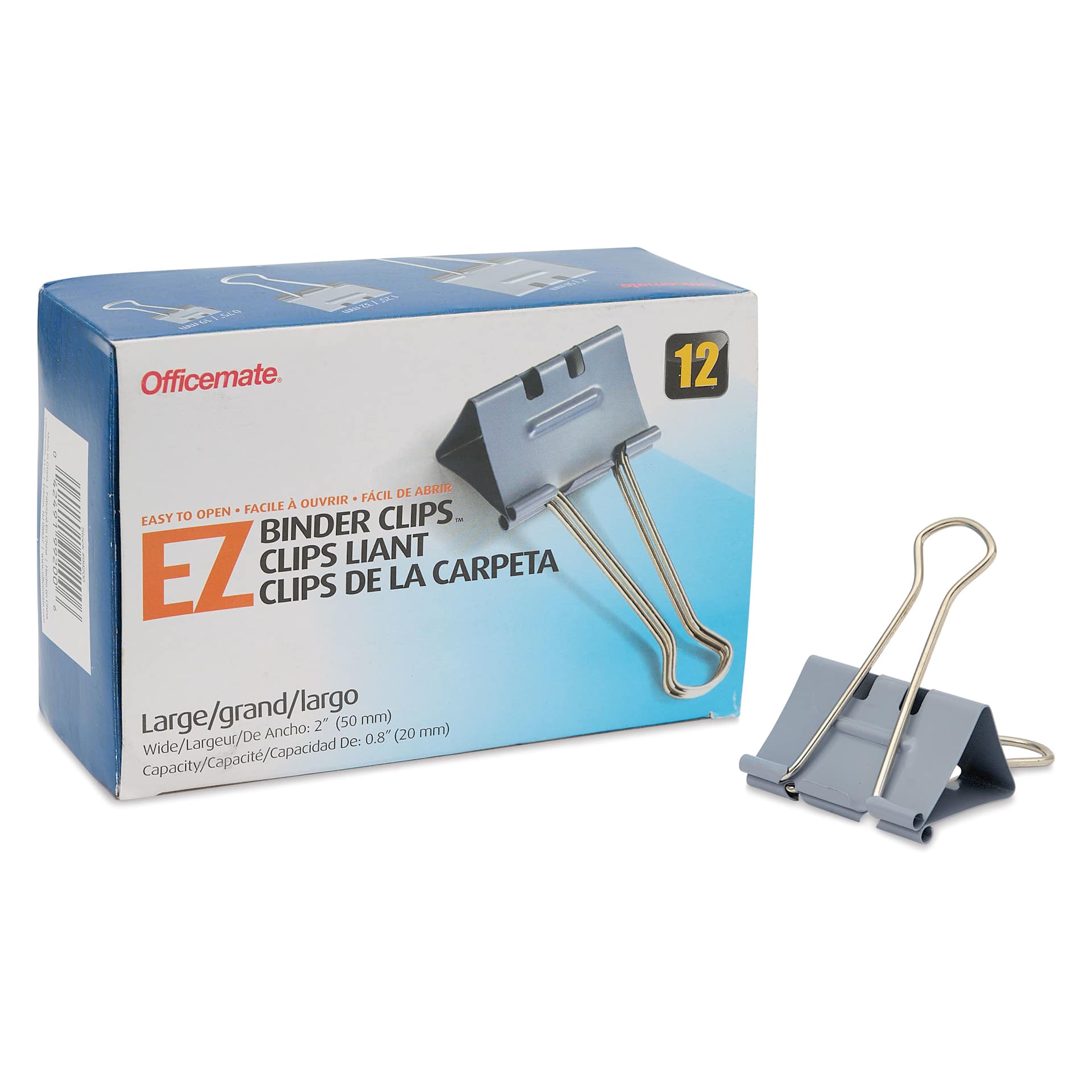 Officemate EZ Binder Clips - Pkg of 12, Large packaging with single clip
