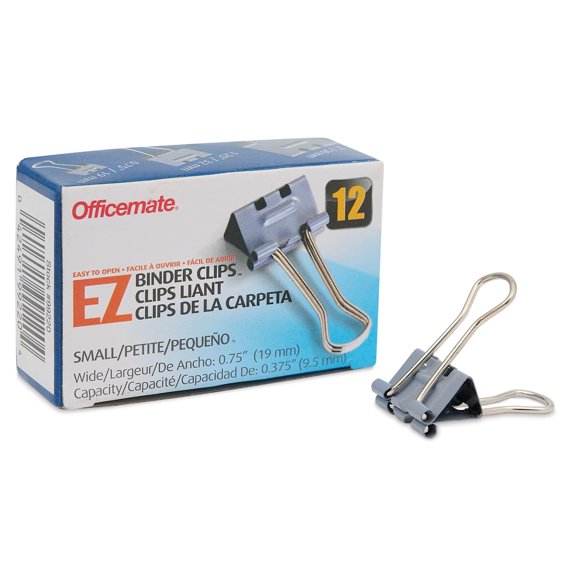 Officemate EZ Binder Clips - Pkg of 12, Small packaging with single clip